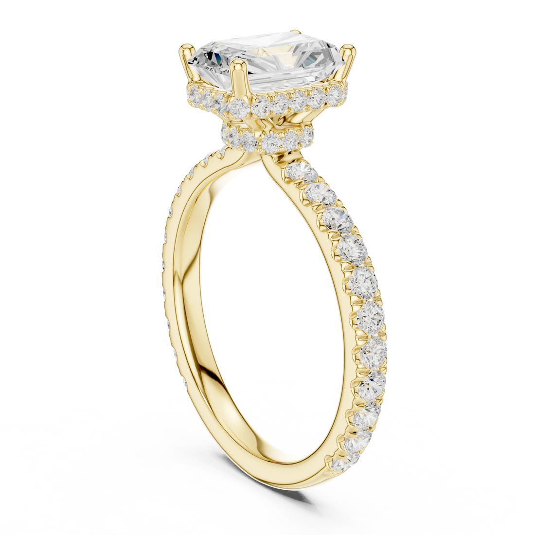 Radiant Cut Diamond Double Halo Pave Engagement Ring