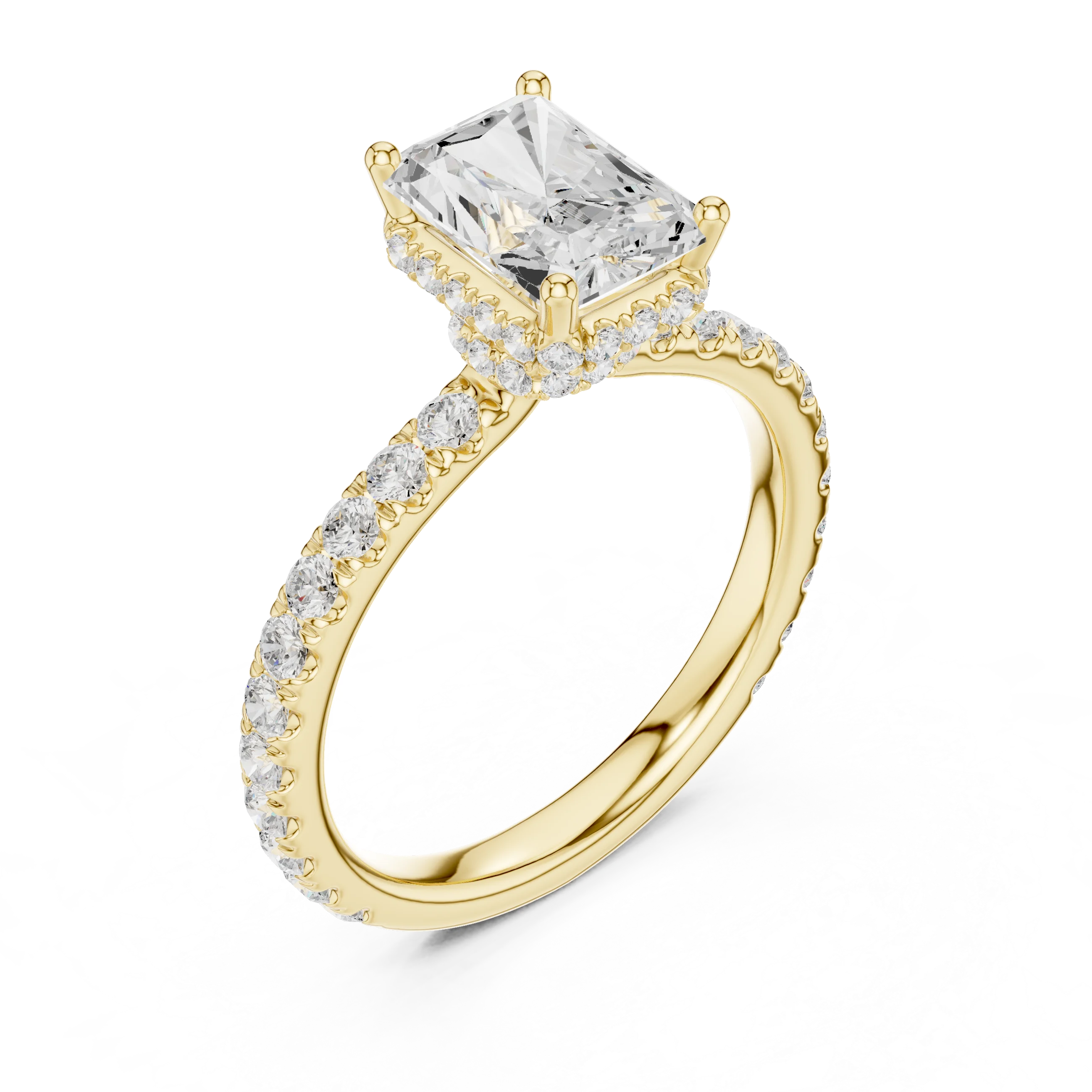 Radiant Cut Diamond Double Halo Pave Engagement Ring