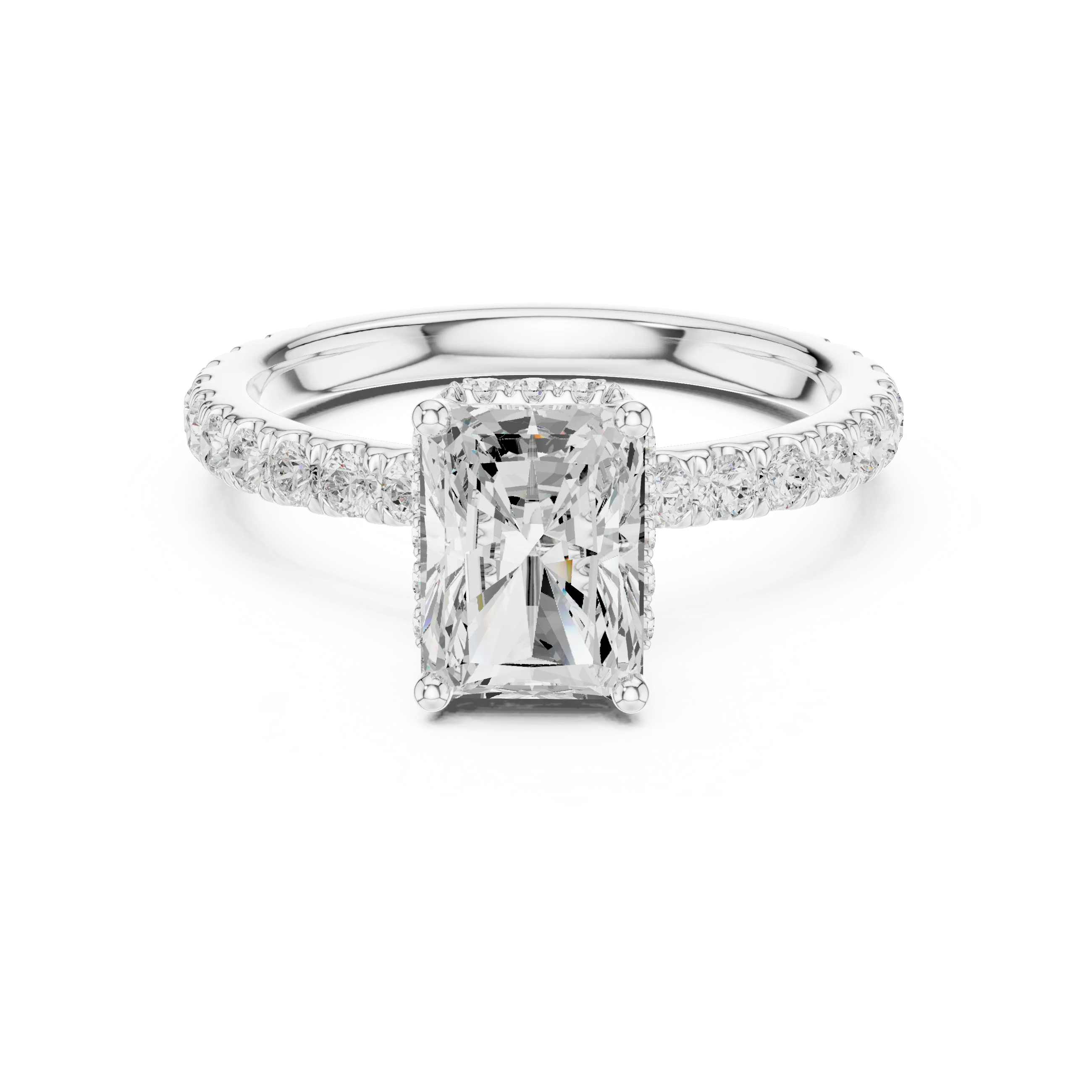 Radiant Cut Diamond Double Halo Pave Engagement Ring