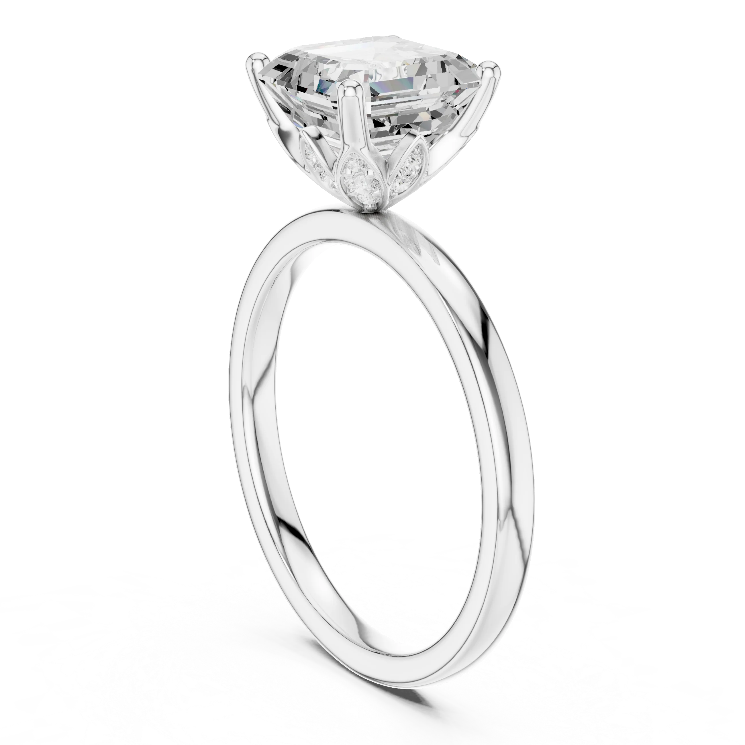 Asscher Cut Diamond Solitaire Engagement Ring