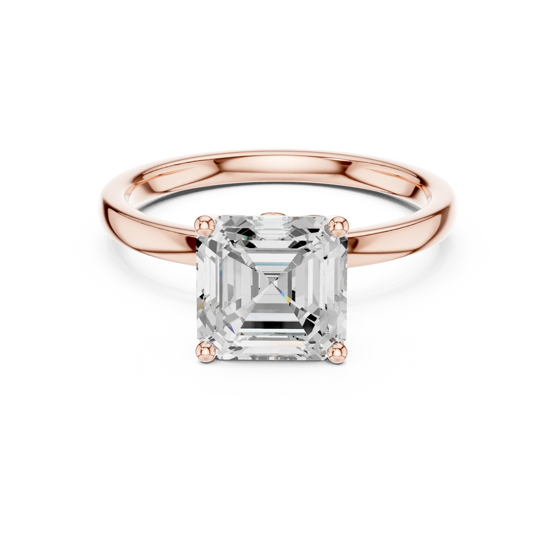 Asscher Cut Diamond Solitaire Engagement Ring