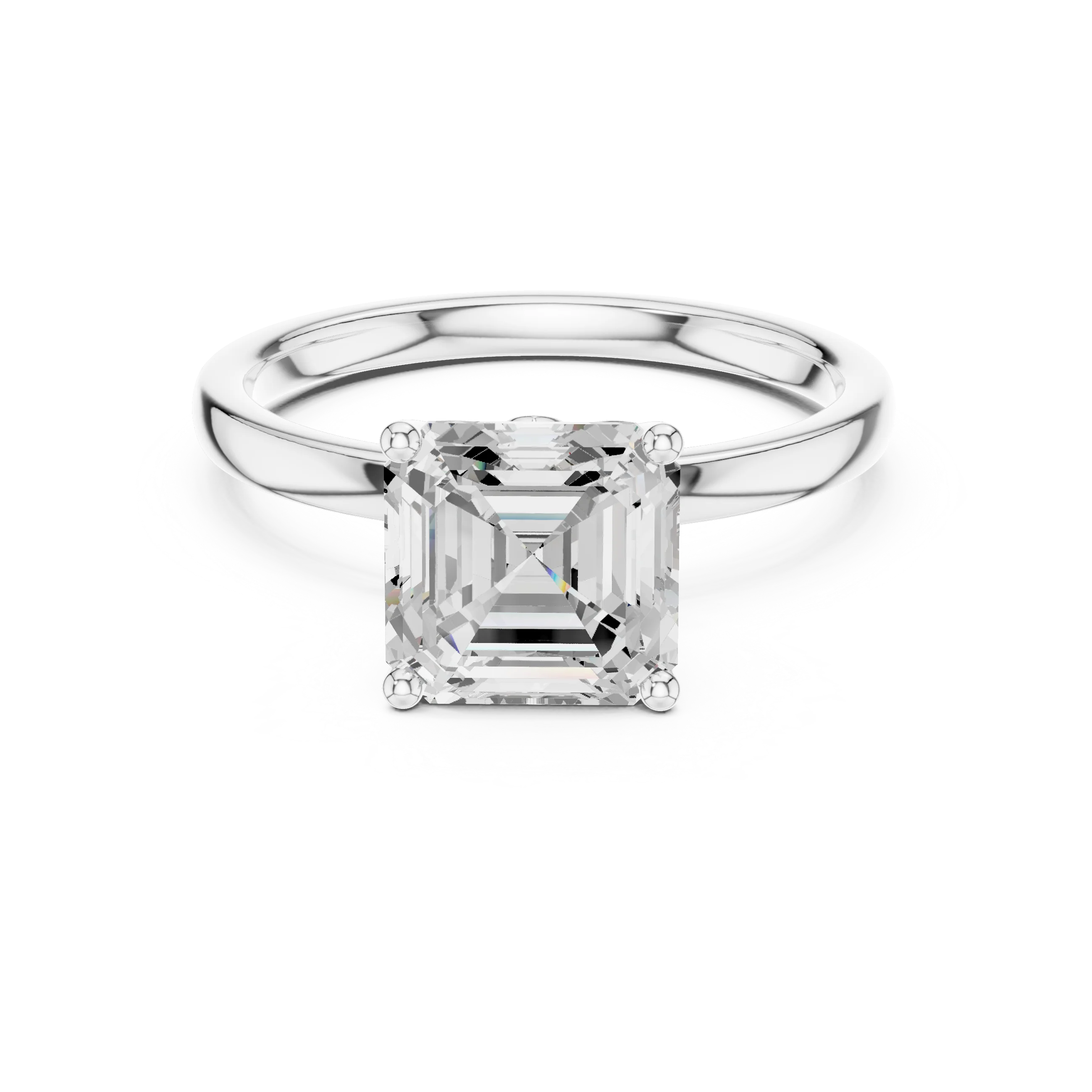 Asscher Cut Diamond Solitaire Engagement Ring