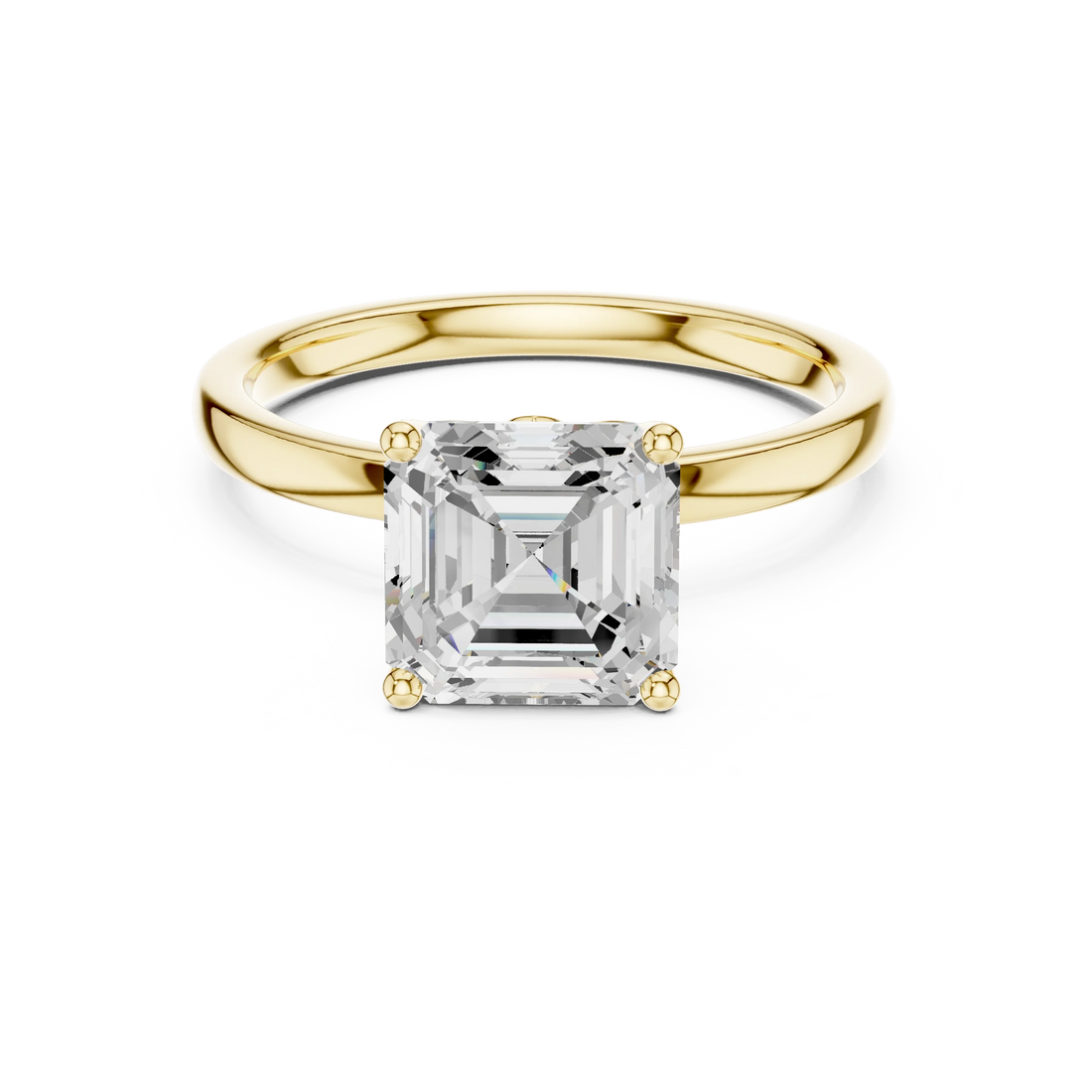 Asscher Cut Diamond Solitaire Engagement Ring