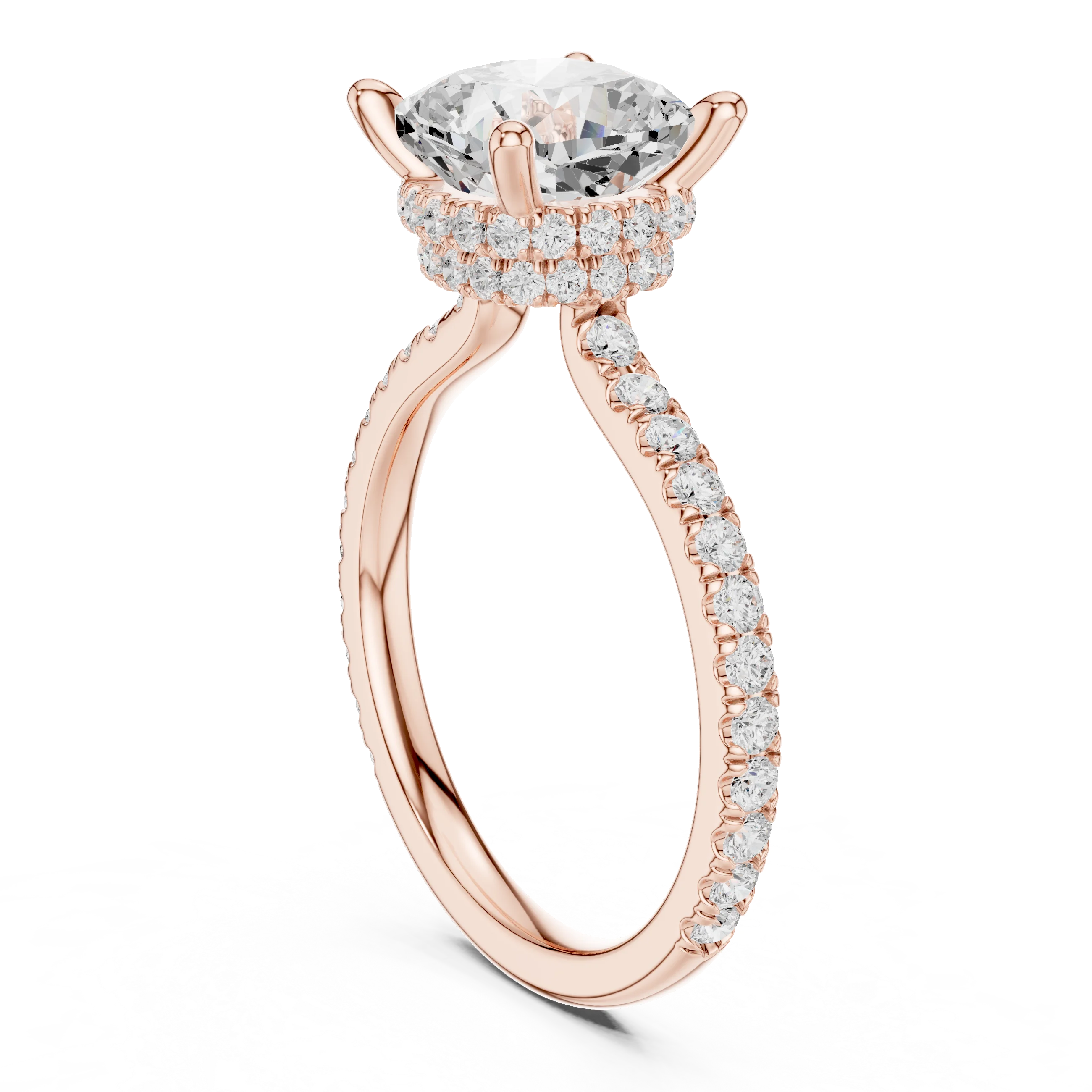 Cushion Cut Diamond Double Hidden Halo Engagement Ring