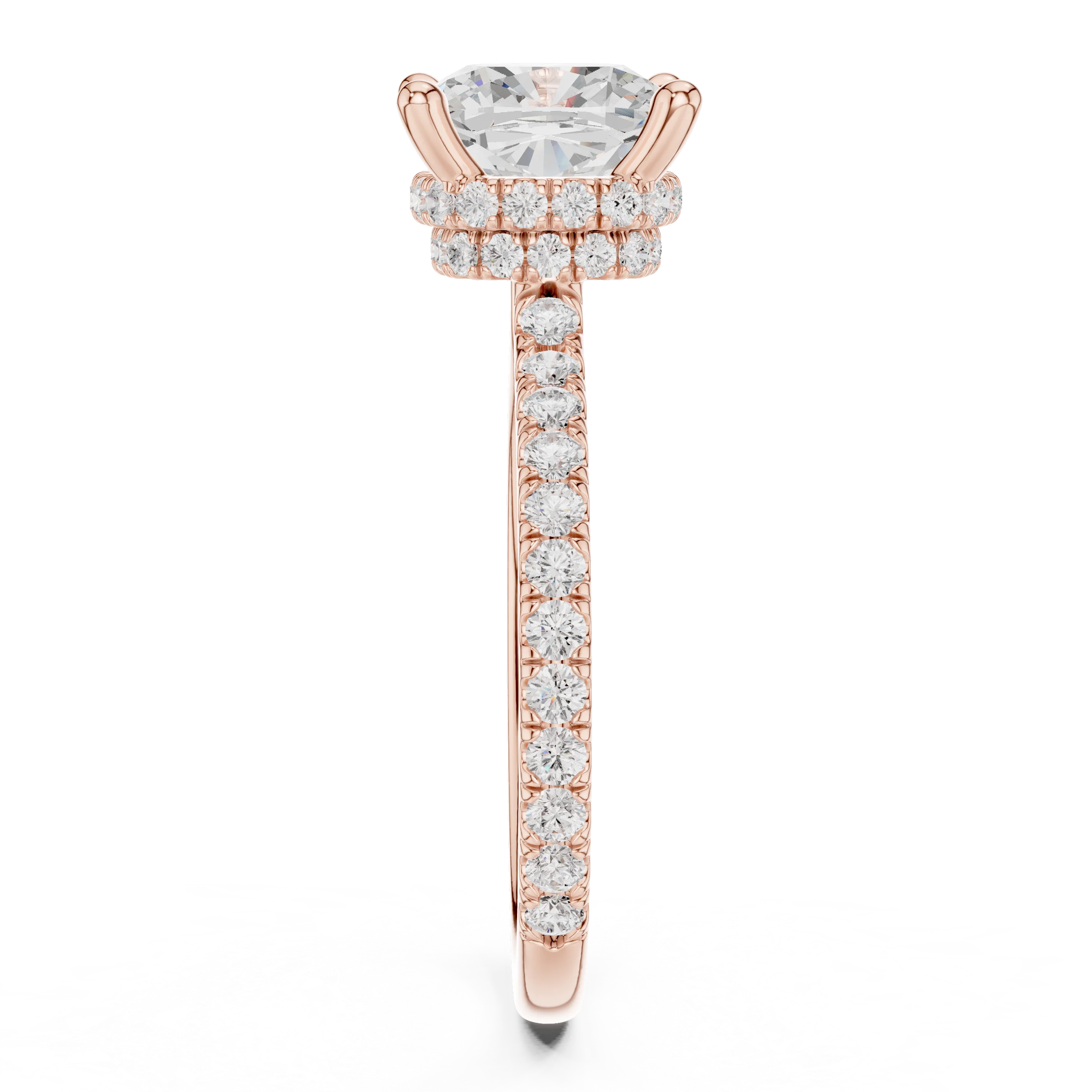 Cushion Cut Diamond Double Hidden Halo Engagement Ring