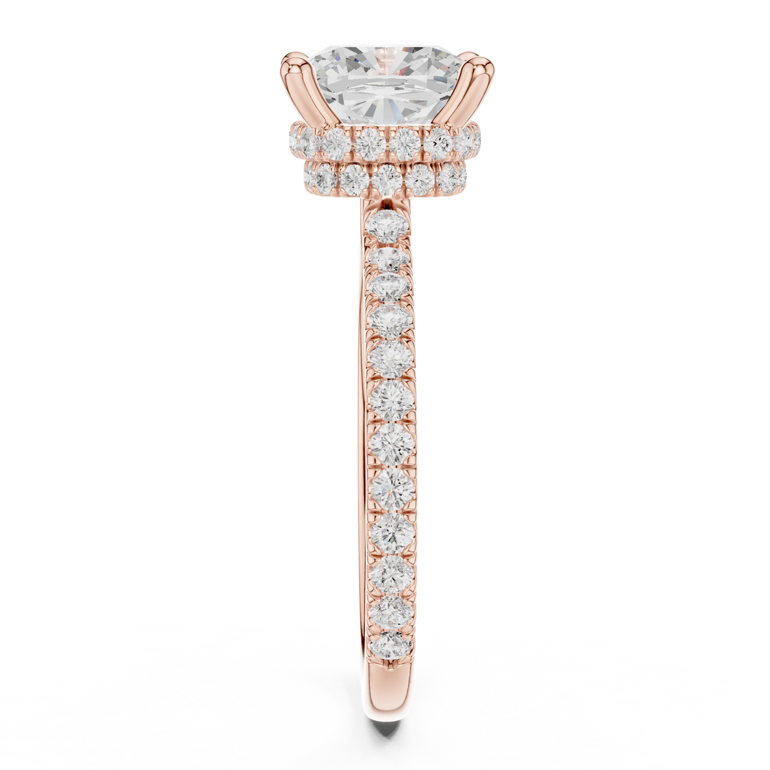 Cushion Cut Diamond Double Hidden Halo Engagement Ring