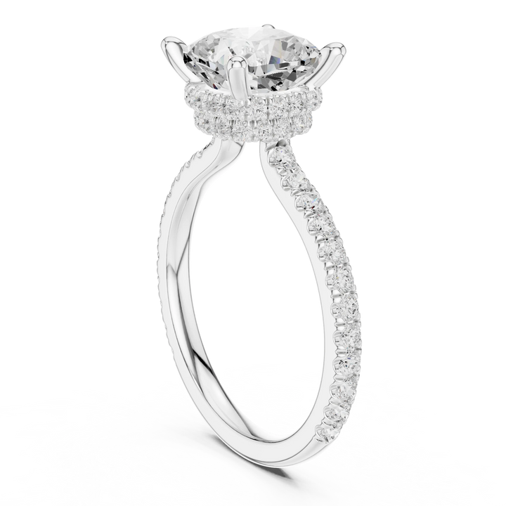 Cushion Cut Diamond Double Hidden Halo Engagement Ring