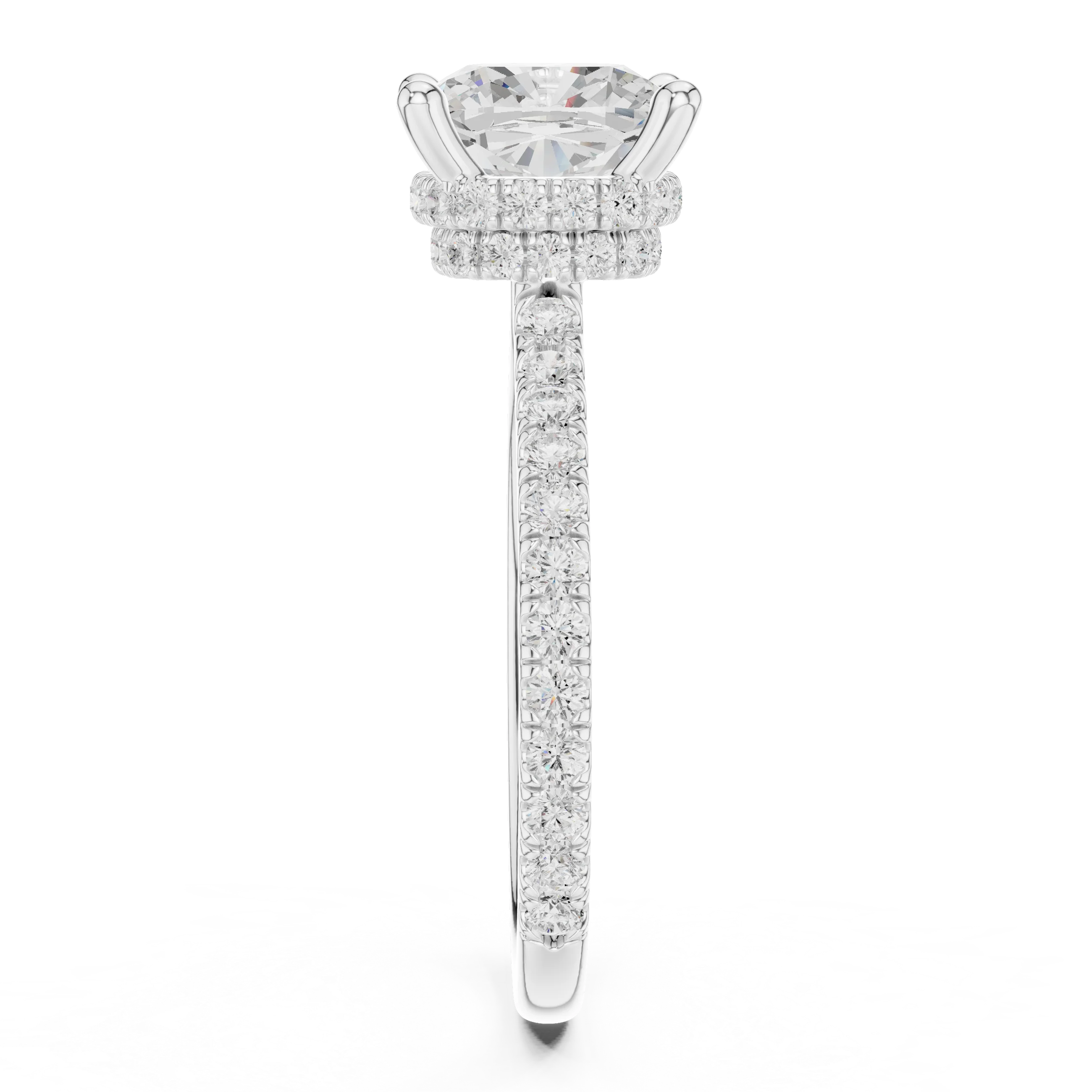 Cushion Cut Diamond Double Hidden Halo Engagement Ring