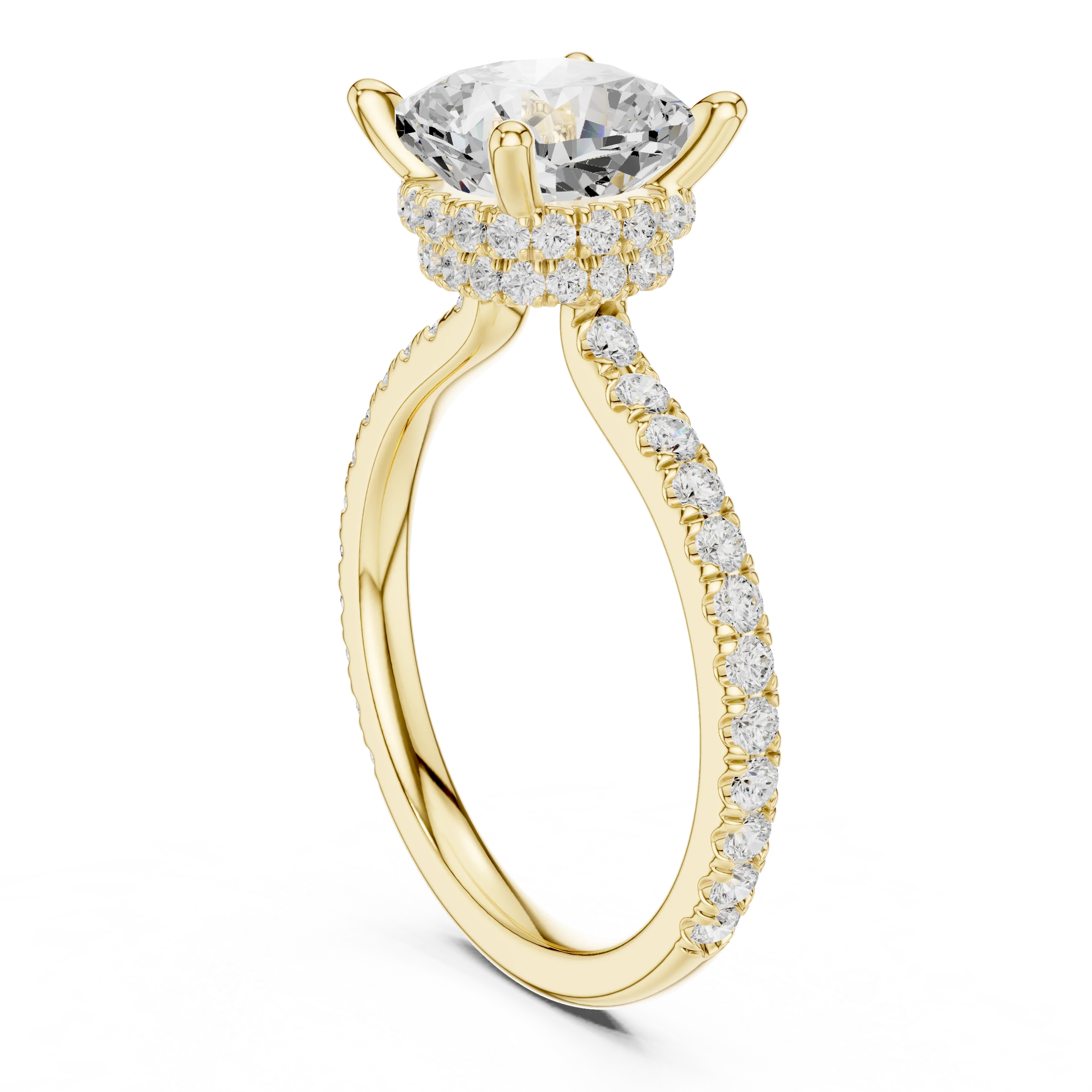 Cushion Cut Diamond Double Hidden Halo Engagement Ring