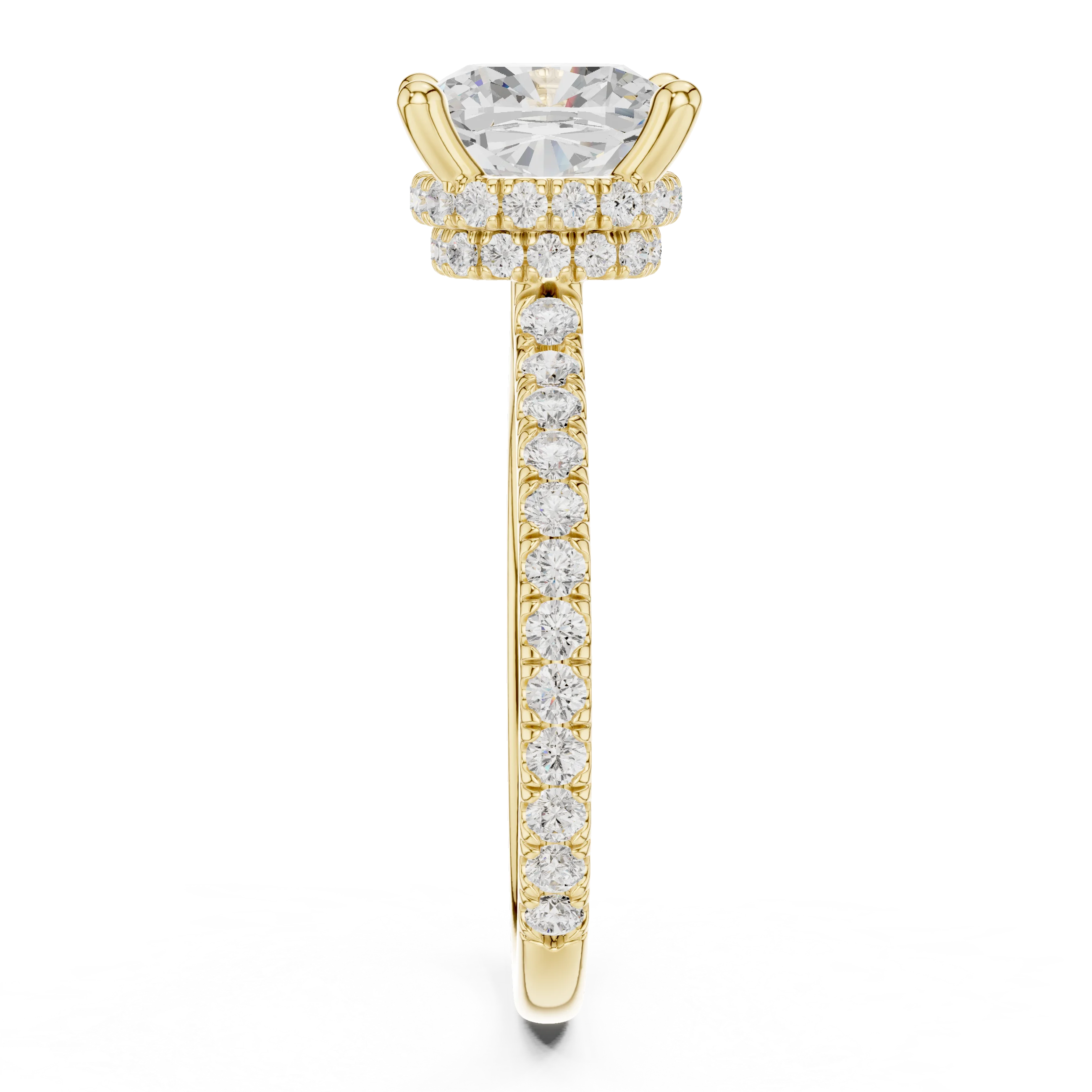 Cushion Cut Diamond Double Hidden Halo Engagement Ring