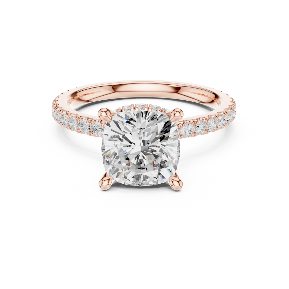 Cushion Cut Diamond Double Hidden Halo Engagement Ring