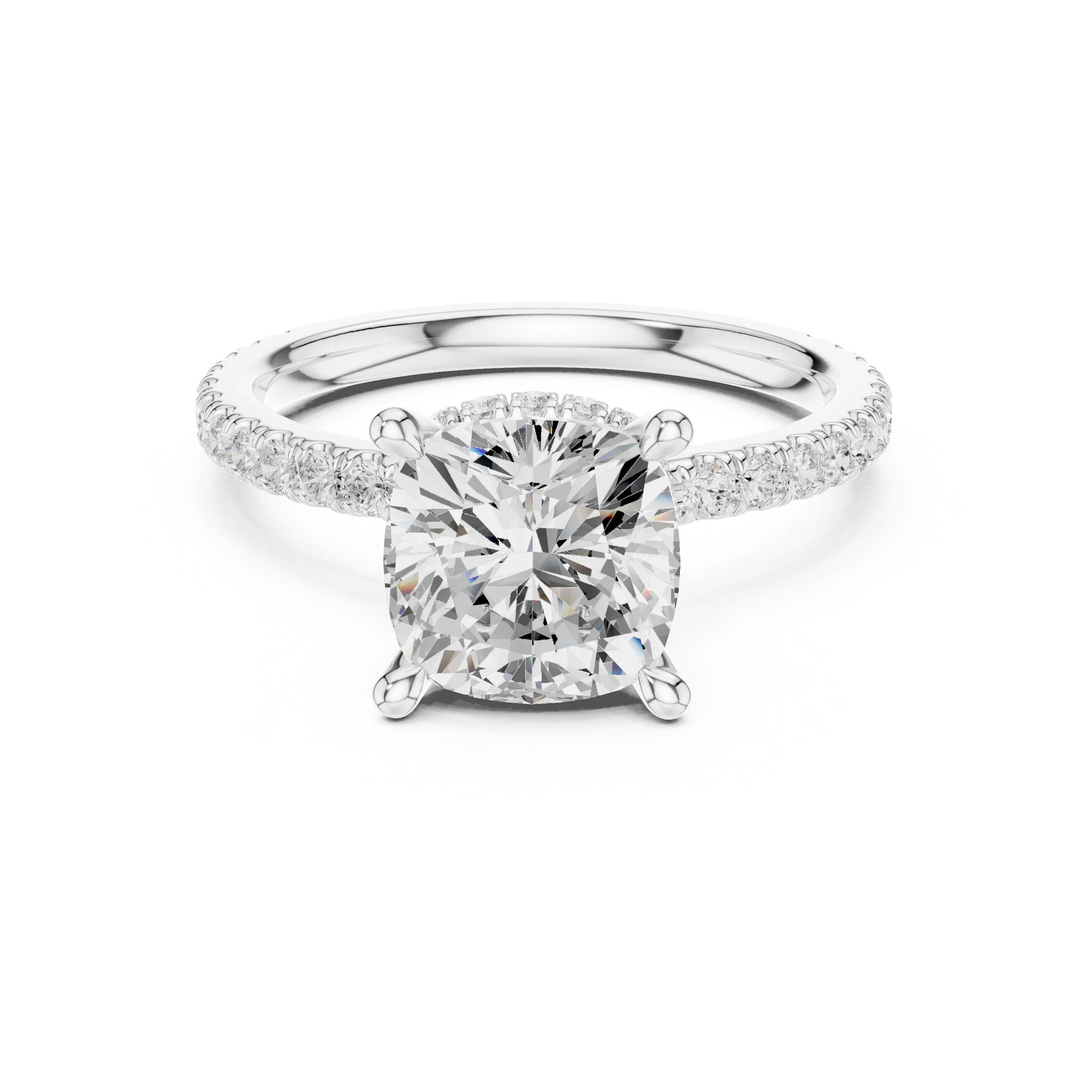 Cushion Cut Diamond Double Hidden Halo Engagement Ring