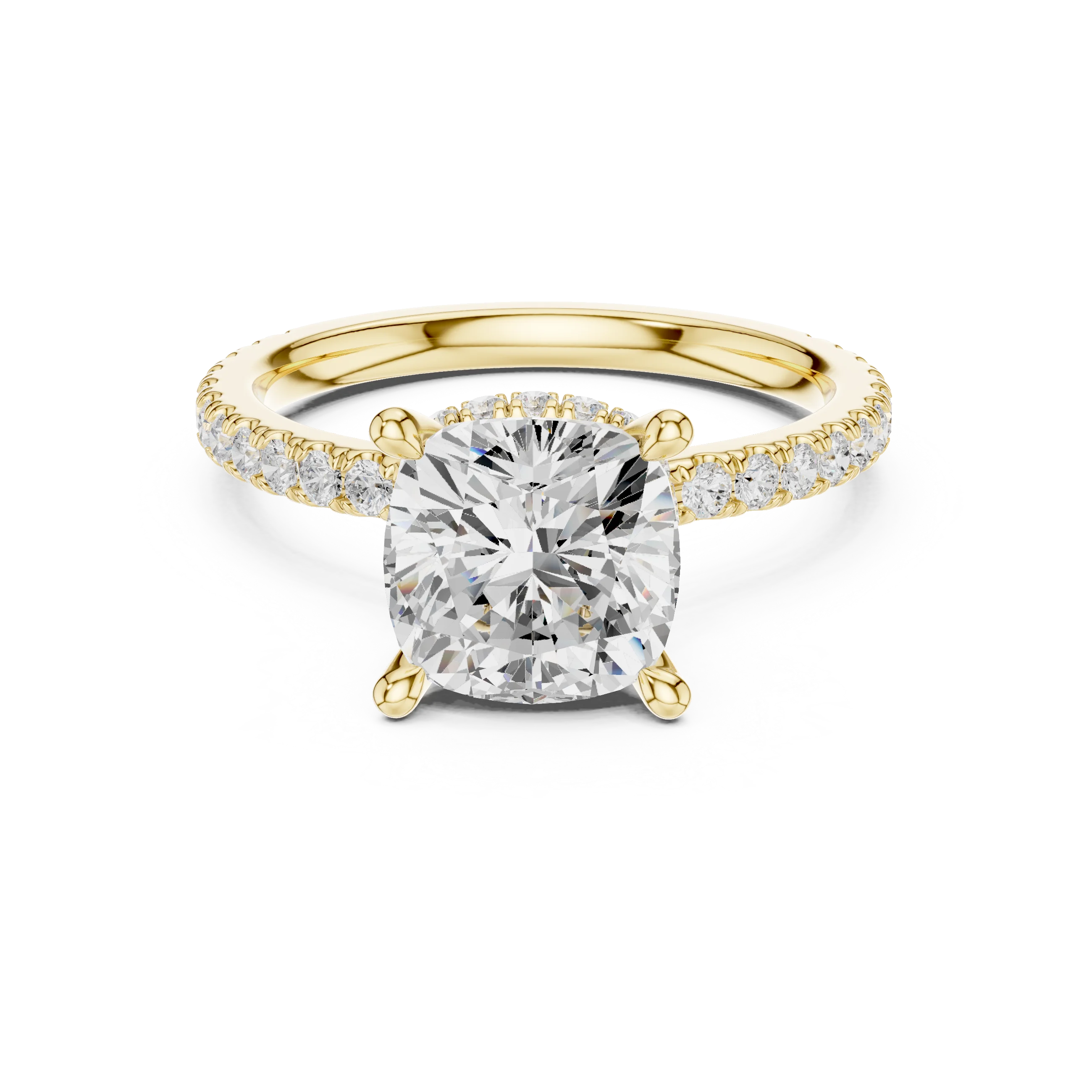 Cushion Cut Diamond Double Hidden Halo Engagement Ring