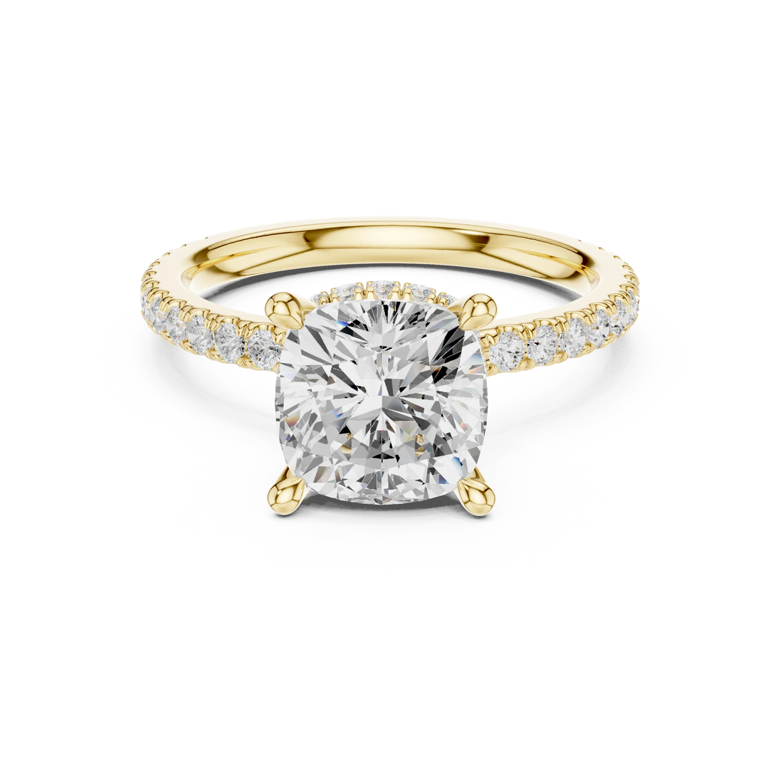 Cushion Cut Diamond Double Hidden Halo Engagement Ring