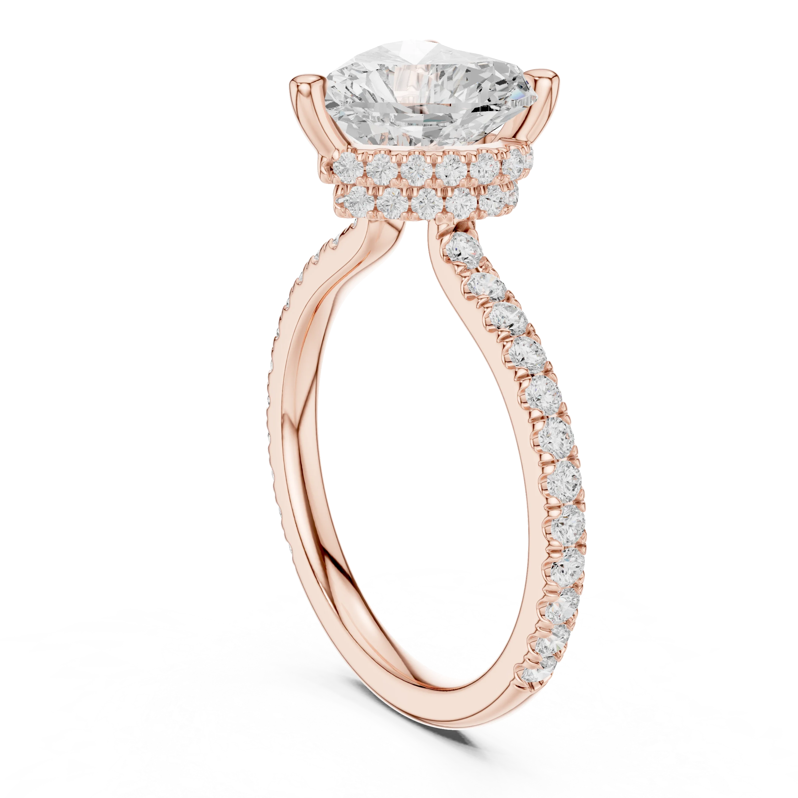 Heart Cut Diamond Double Hidden Halo Engagement Ring