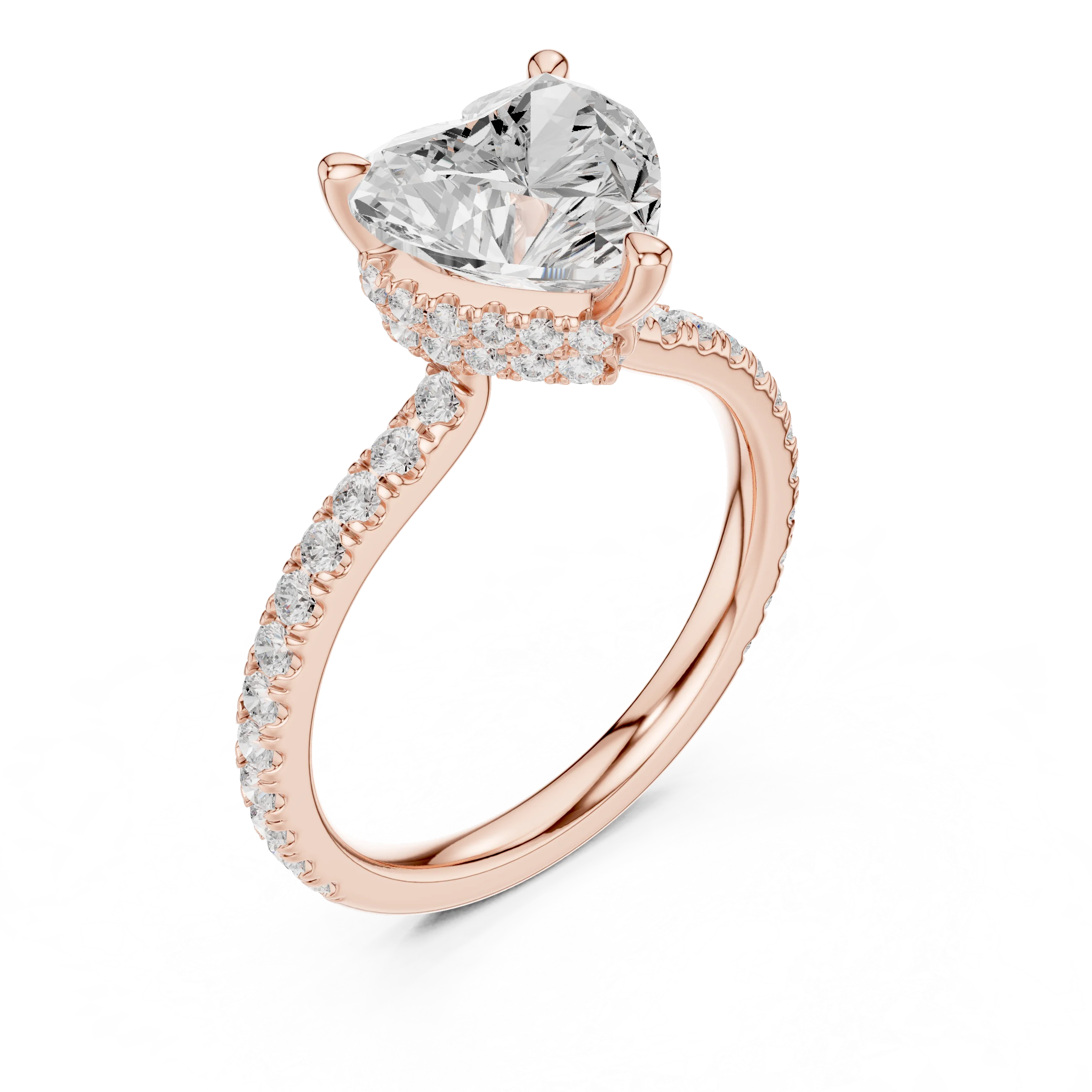 Heart Cut Diamond Double Hidden Halo Engagement Ring