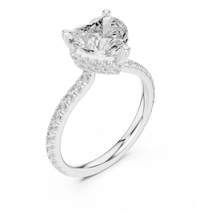 Heart Cut Diamond Double Hidden Halo Engagement Ring