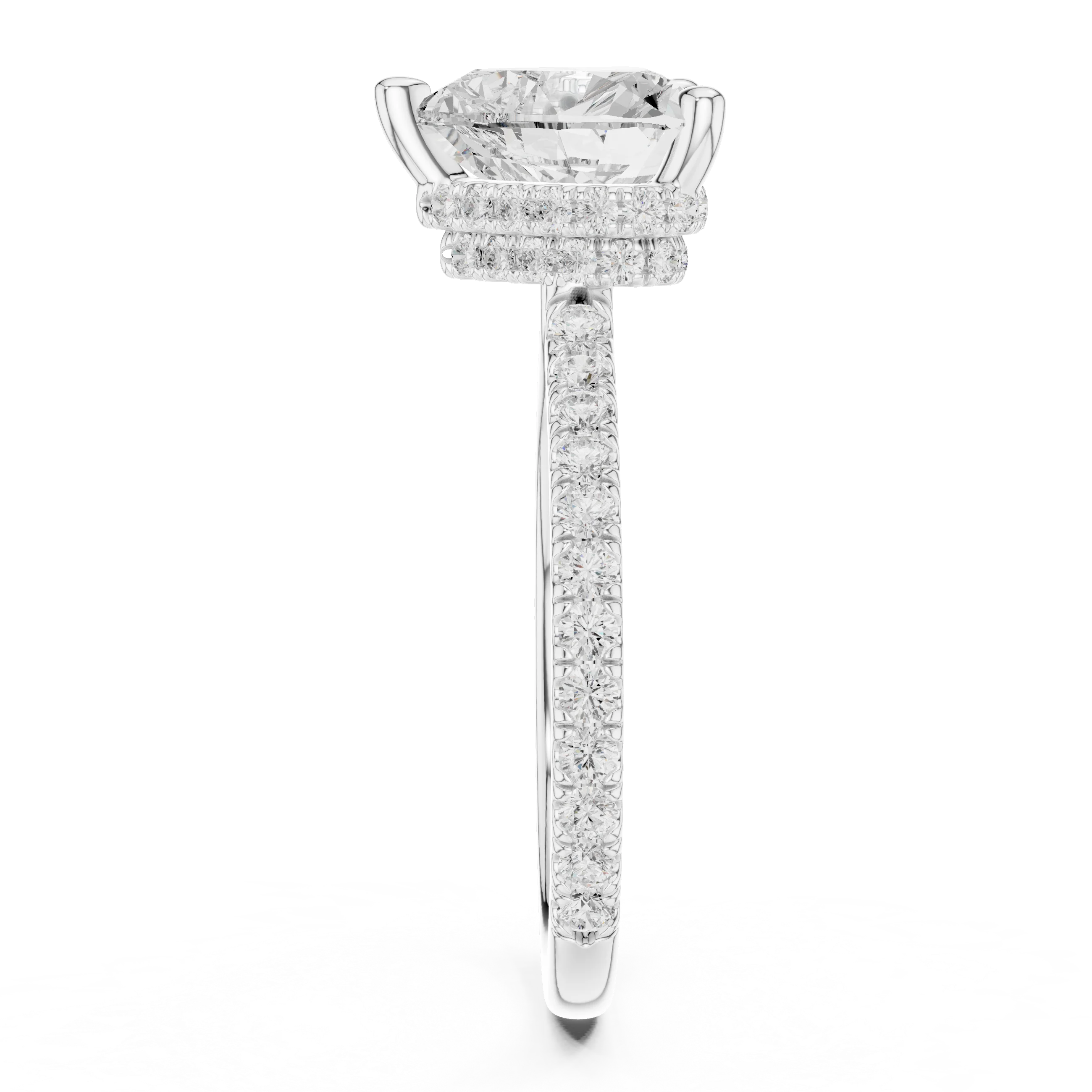 Heart Cut Diamond Double Hidden Halo Engagement Ring