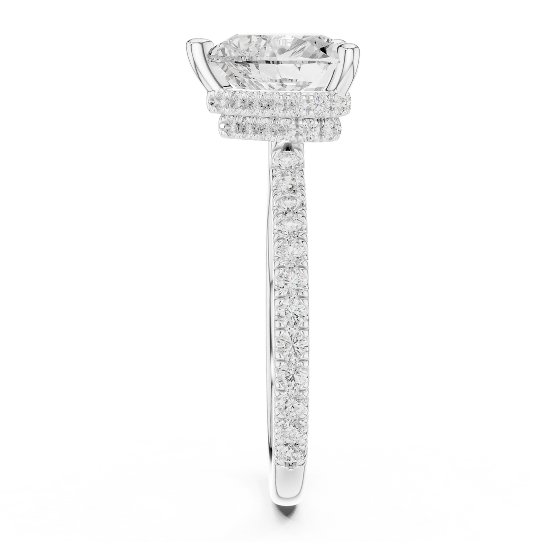 Heart Cut Diamond Double Hidden Halo Engagement Ring