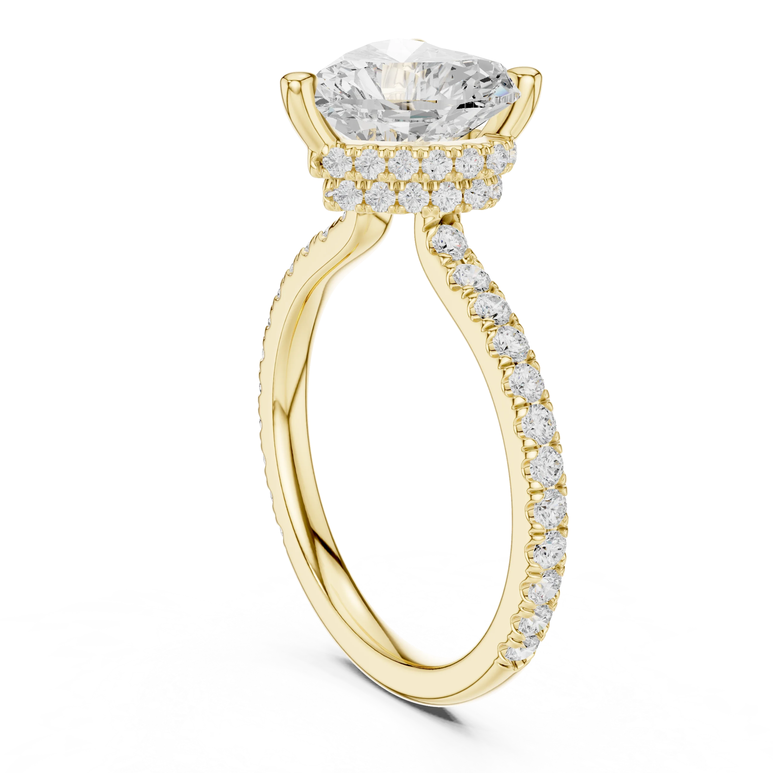 Heart Cut Diamond Double Hidden Halo Engagement Ring