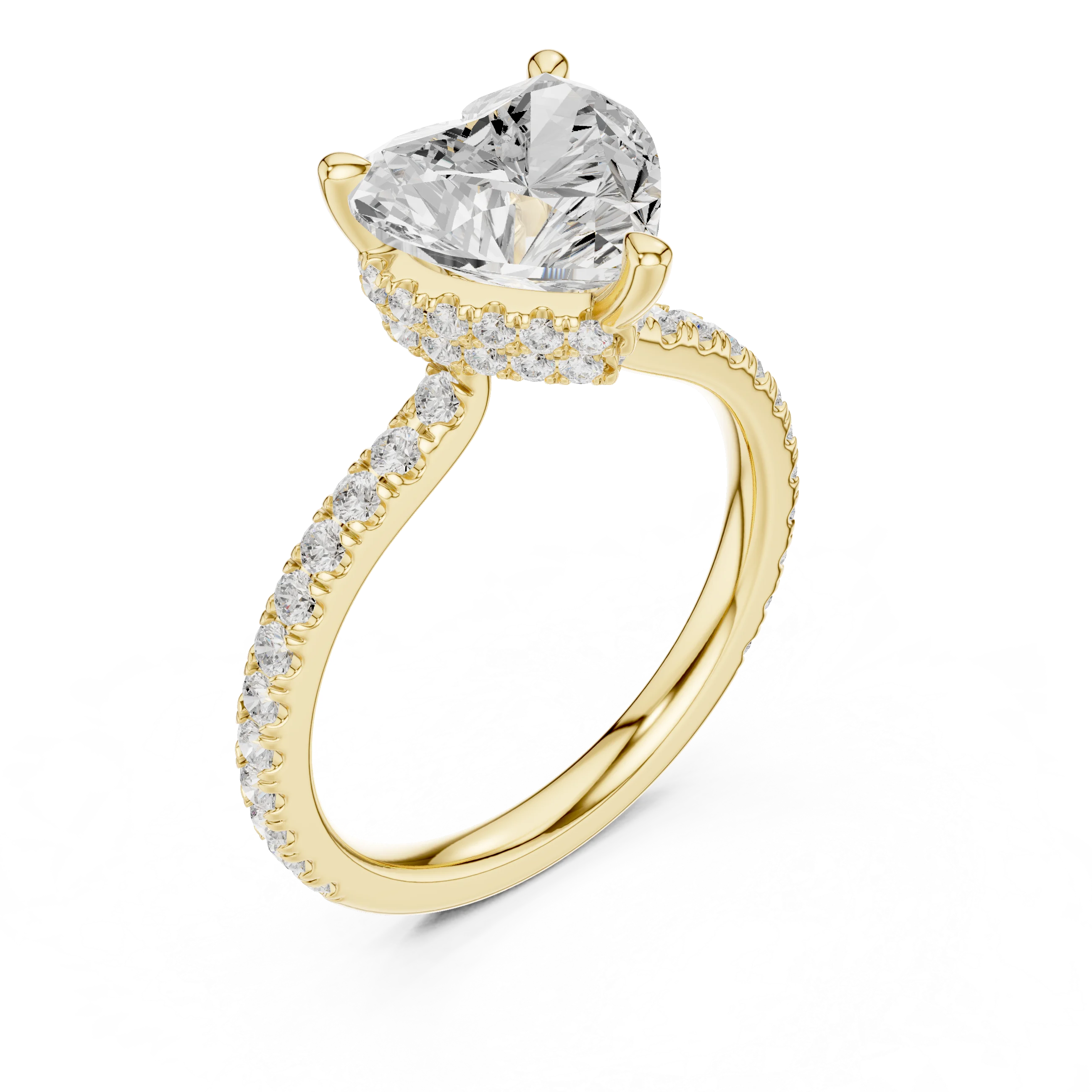 Heart Cut Diamond Double Hidden Halo Engagement Ring