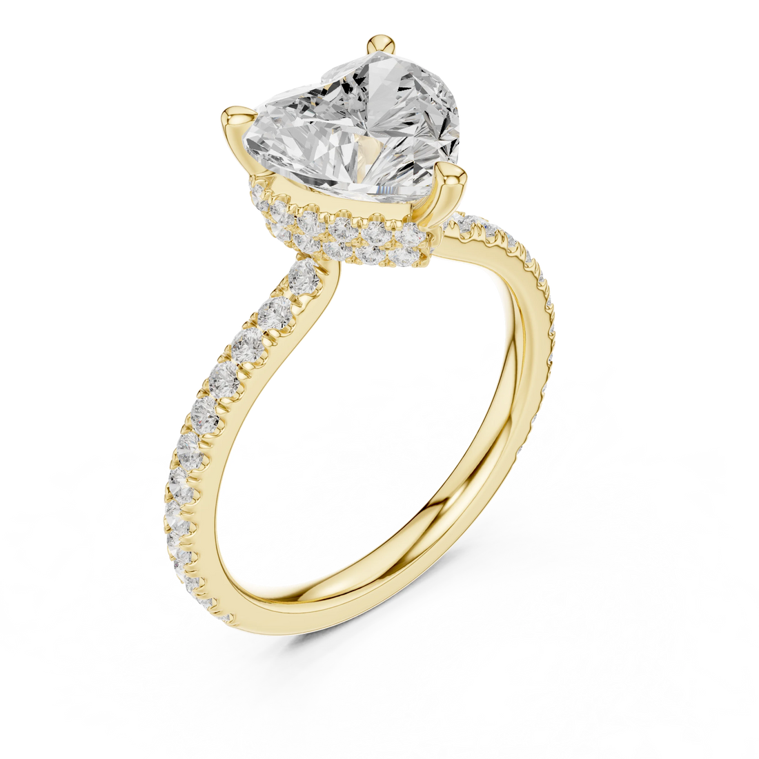 Heart Cut Diamond Double Hidden Halo Engagement Ring