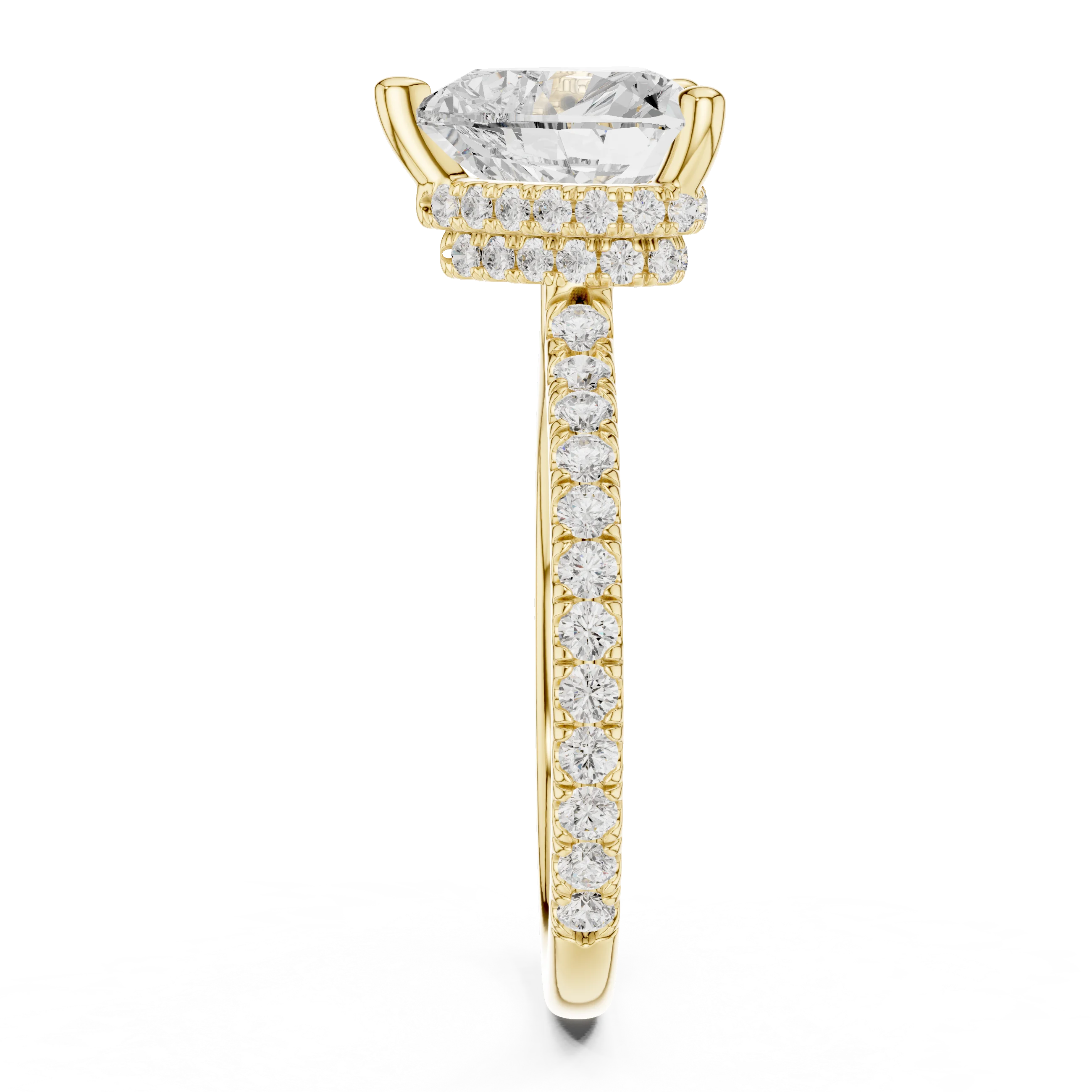 Heart Cut Diamond Double Hidden Halo Engagement Ring