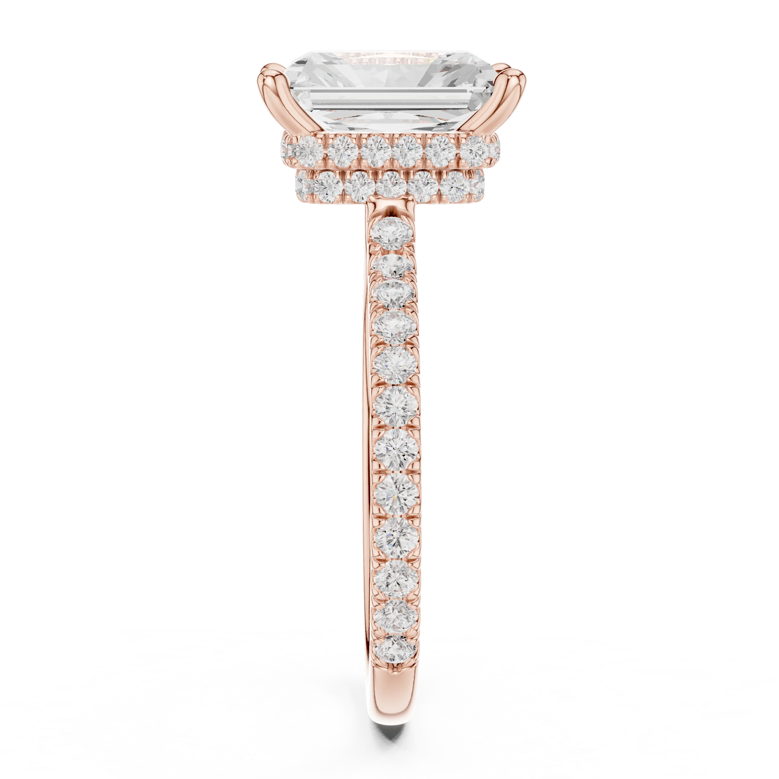 Radiant Cut Diamond Double Hidden Halo Engagement Ring