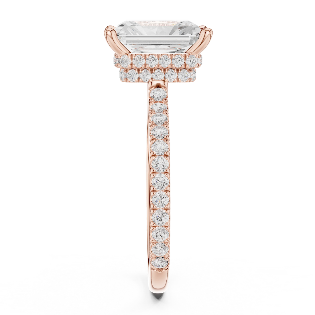 Radiant Cut Diamond Double Hidden Halo Engagement Ring