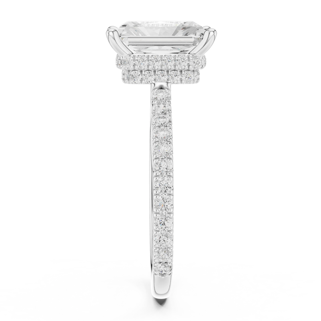 Radiant Cut Diamond Double Hidden Halo Engagement Ring