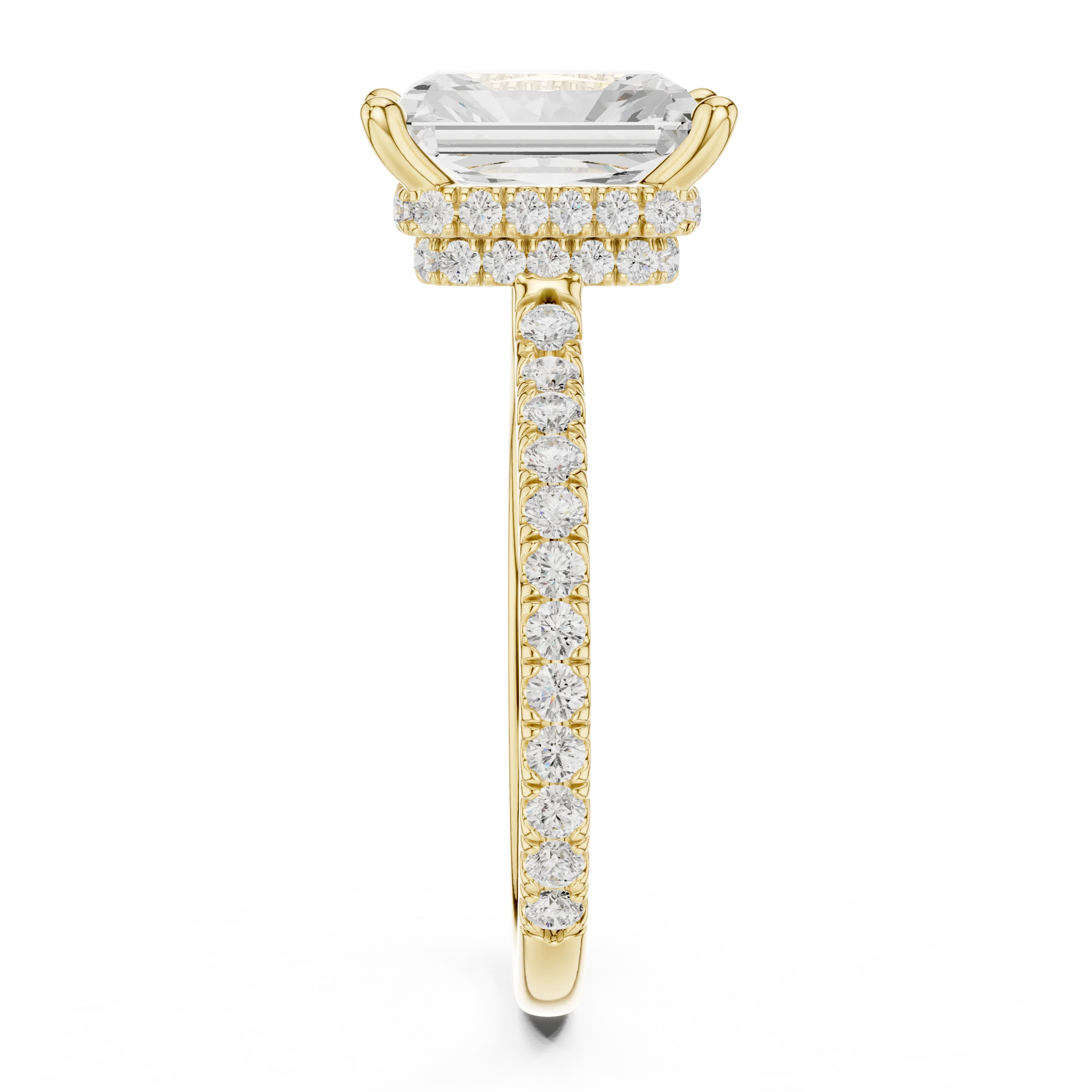 Radiant Cut Diamond Double Hidden Halo Engagement Ring