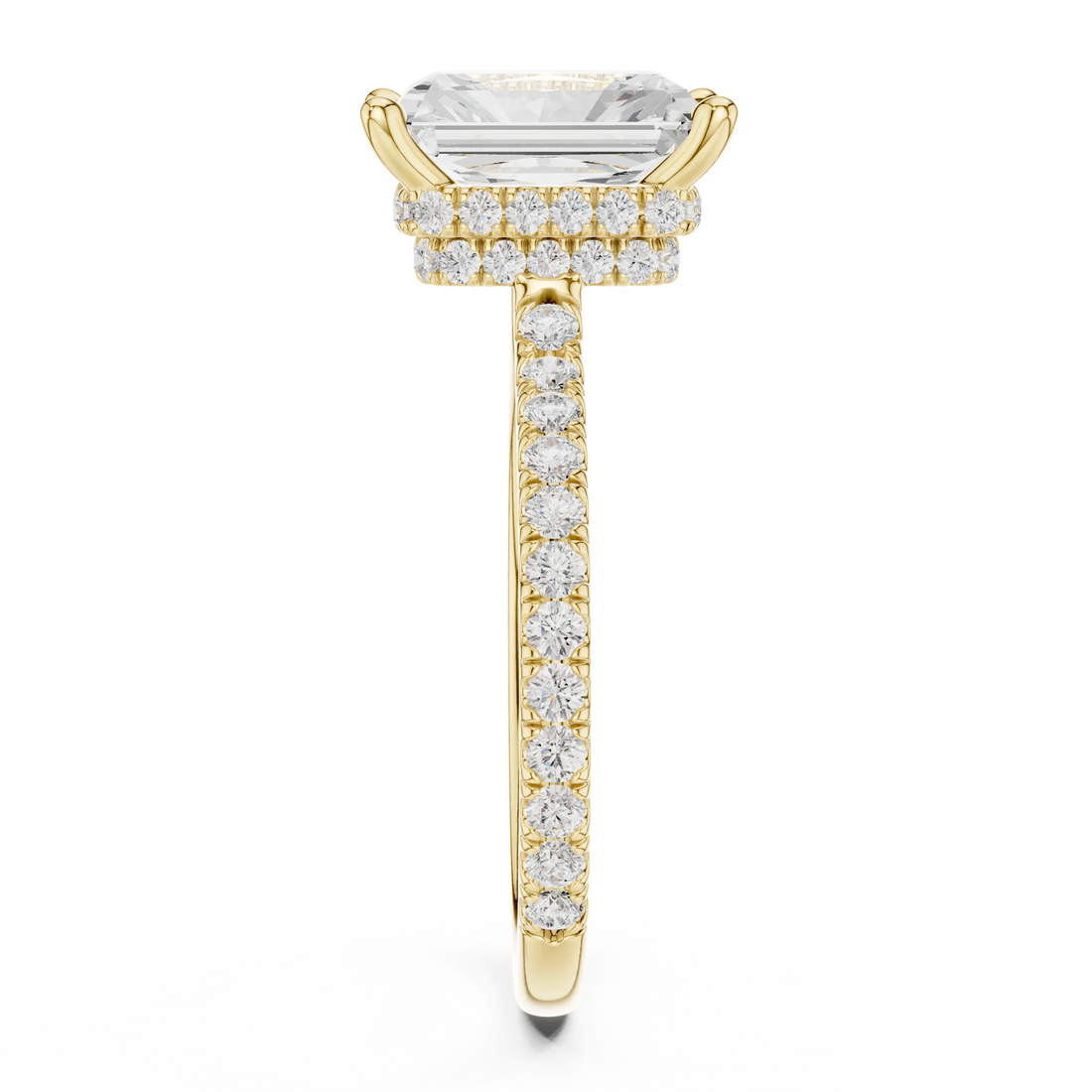 Radiant Cut Diamond Double Hidden Halo Engagement Ring