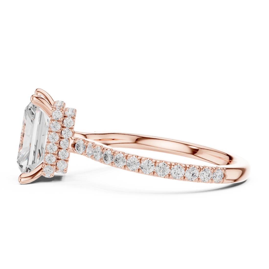 Radiant Cut Diamond Double Hidden Halo Engagement Ring