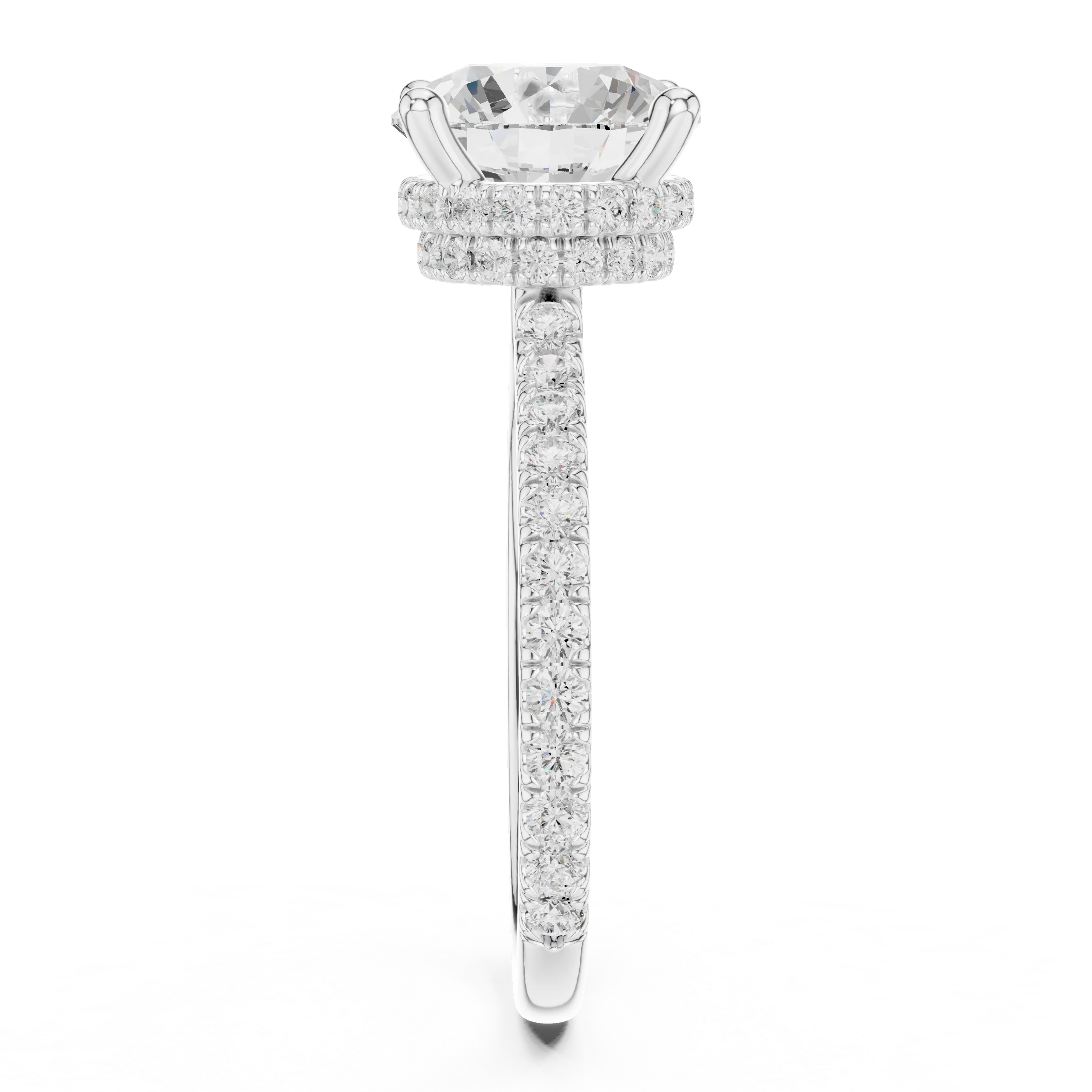 Round Cut Diamond Double Hidden Halo Engagement Ring