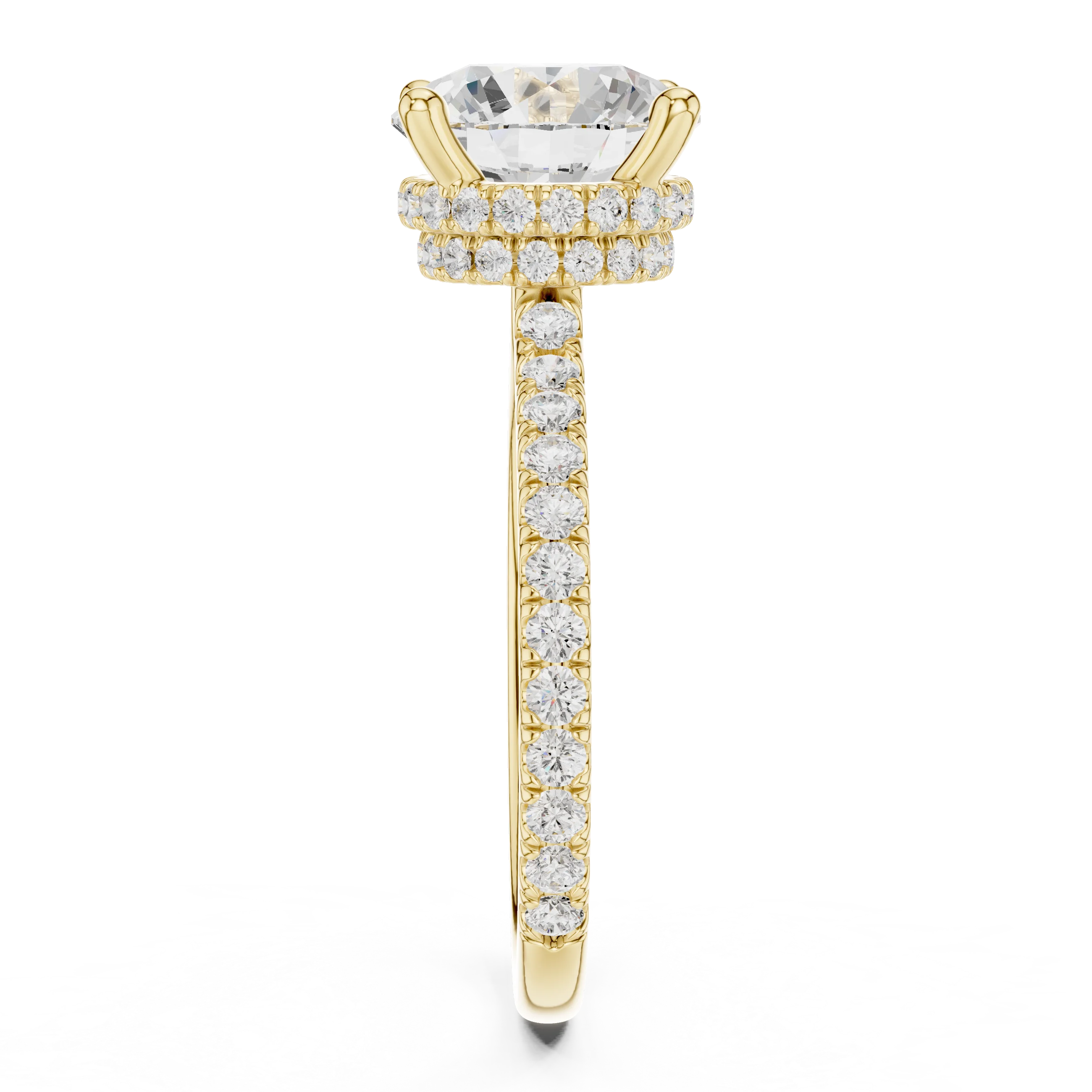 Round Cut Diamond Double Hidden Halo Engagement Ring