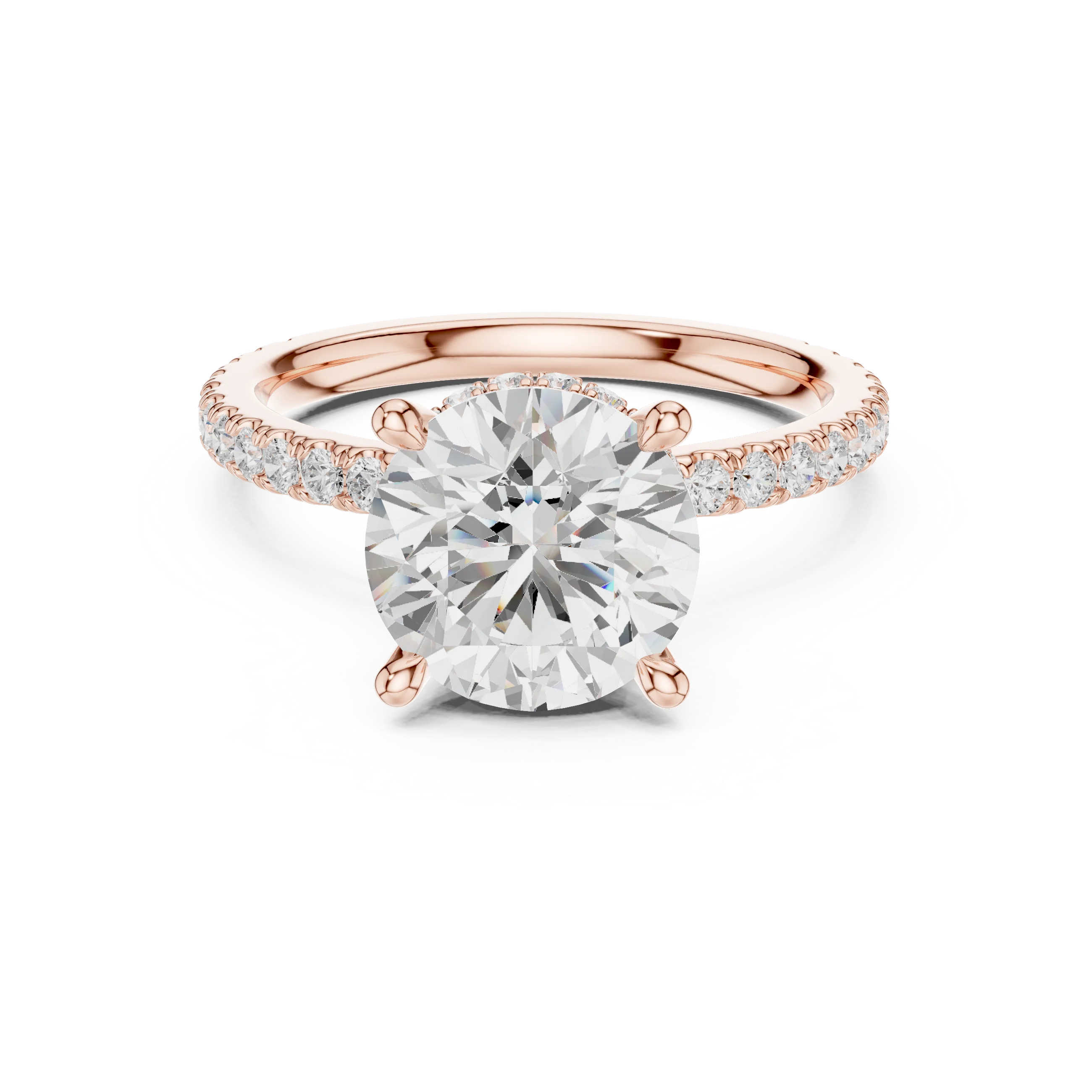 Round Cut Diamond Double Hidden Halo Engagement Ring