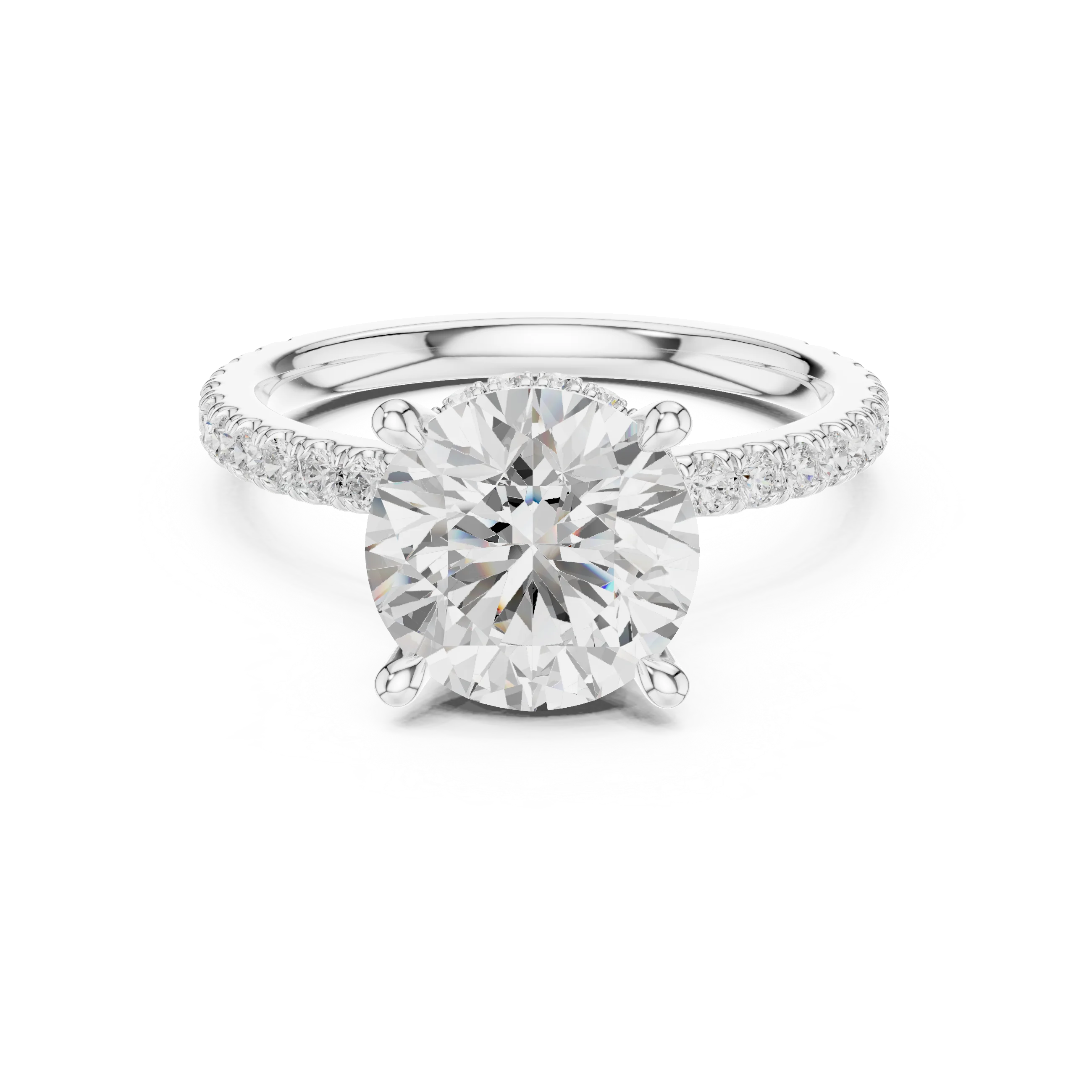 Round Cut Diamond Double Hidden Halo Engagement Ring