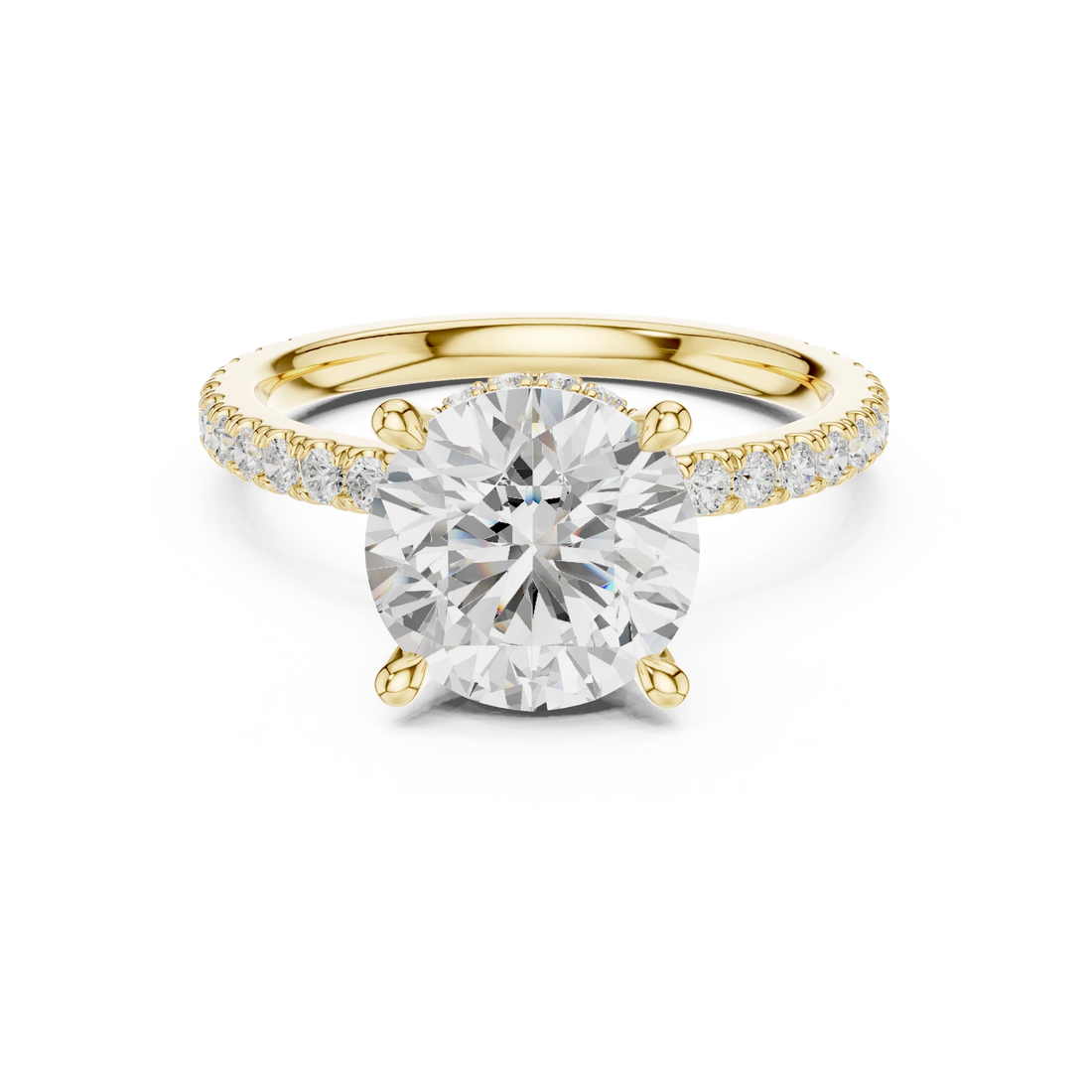 Round Cut Diamond Double Hidden Halo Engagement Ring