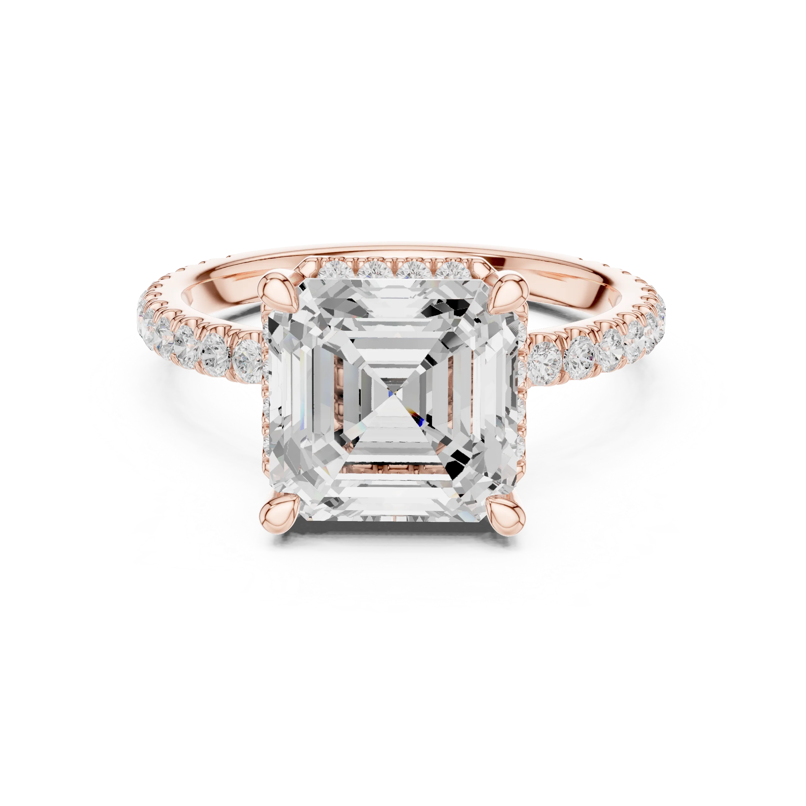 Asscher Diamond Hidden Halo Engagement Ring