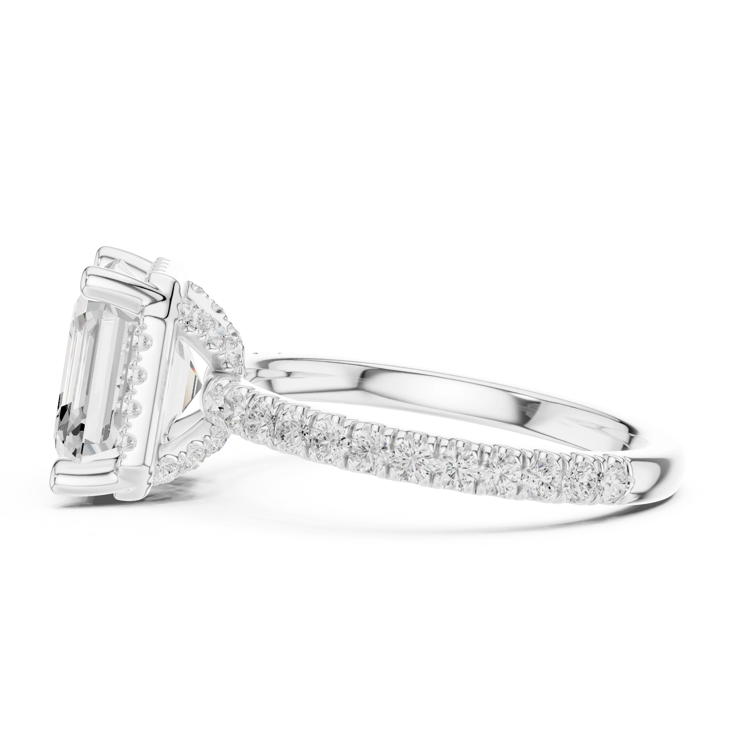 Asscher Diamond Hidden Halo Engagement Ring