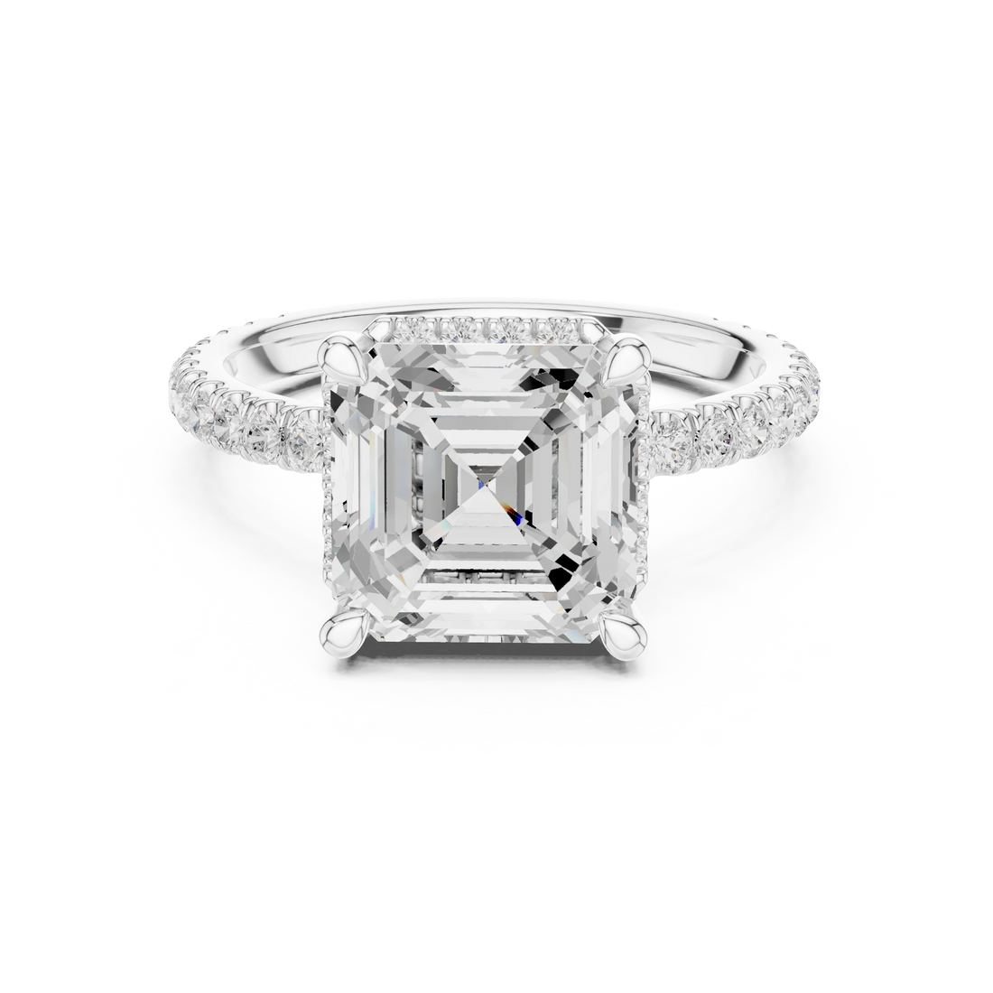 Asscher Diamond Hidden Halo Engagement Ring