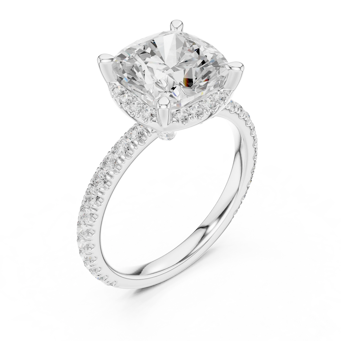 Cushion Diamond Hidden Halo Engagement Ring