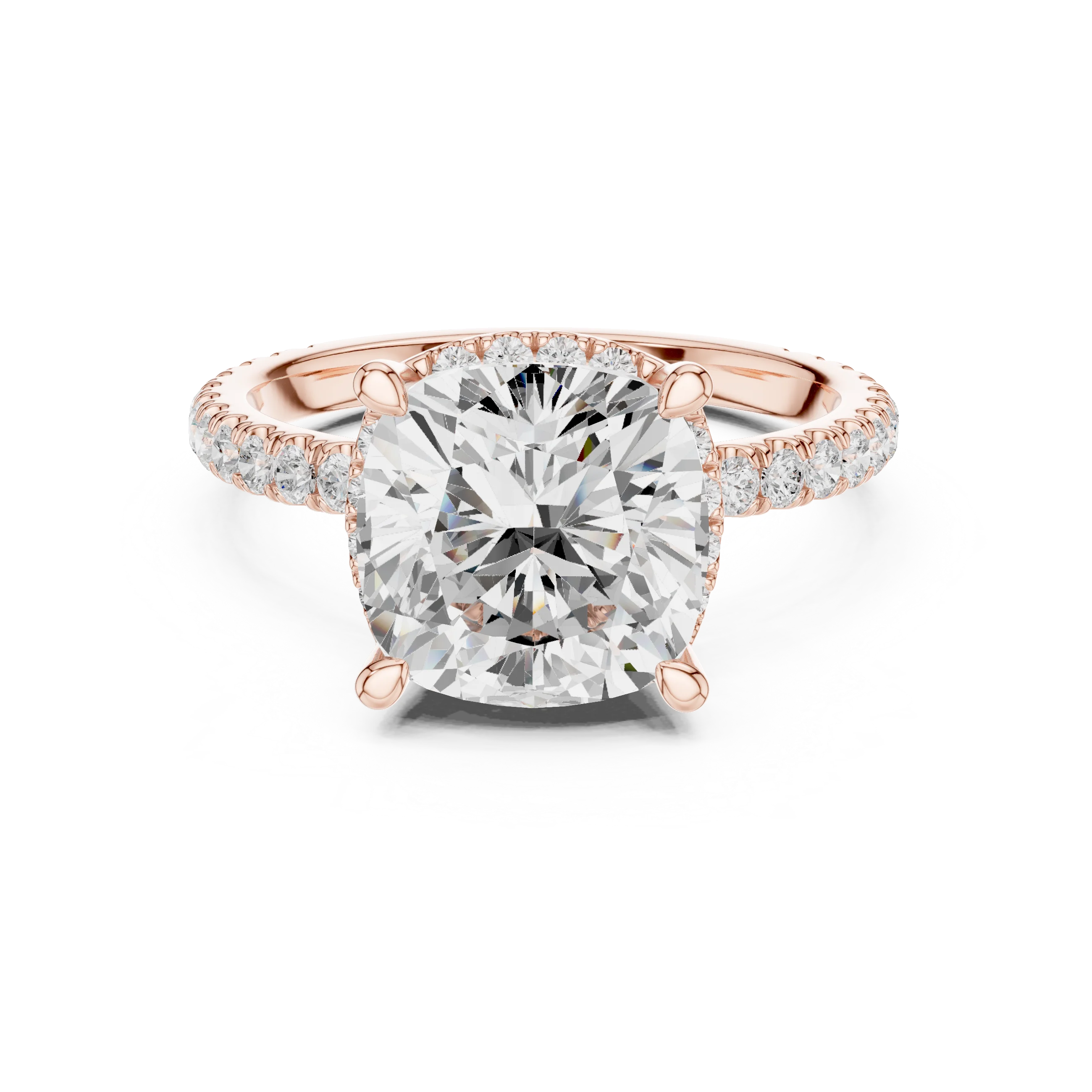 Cushion Diamond Hidden Halo Engagement Ring