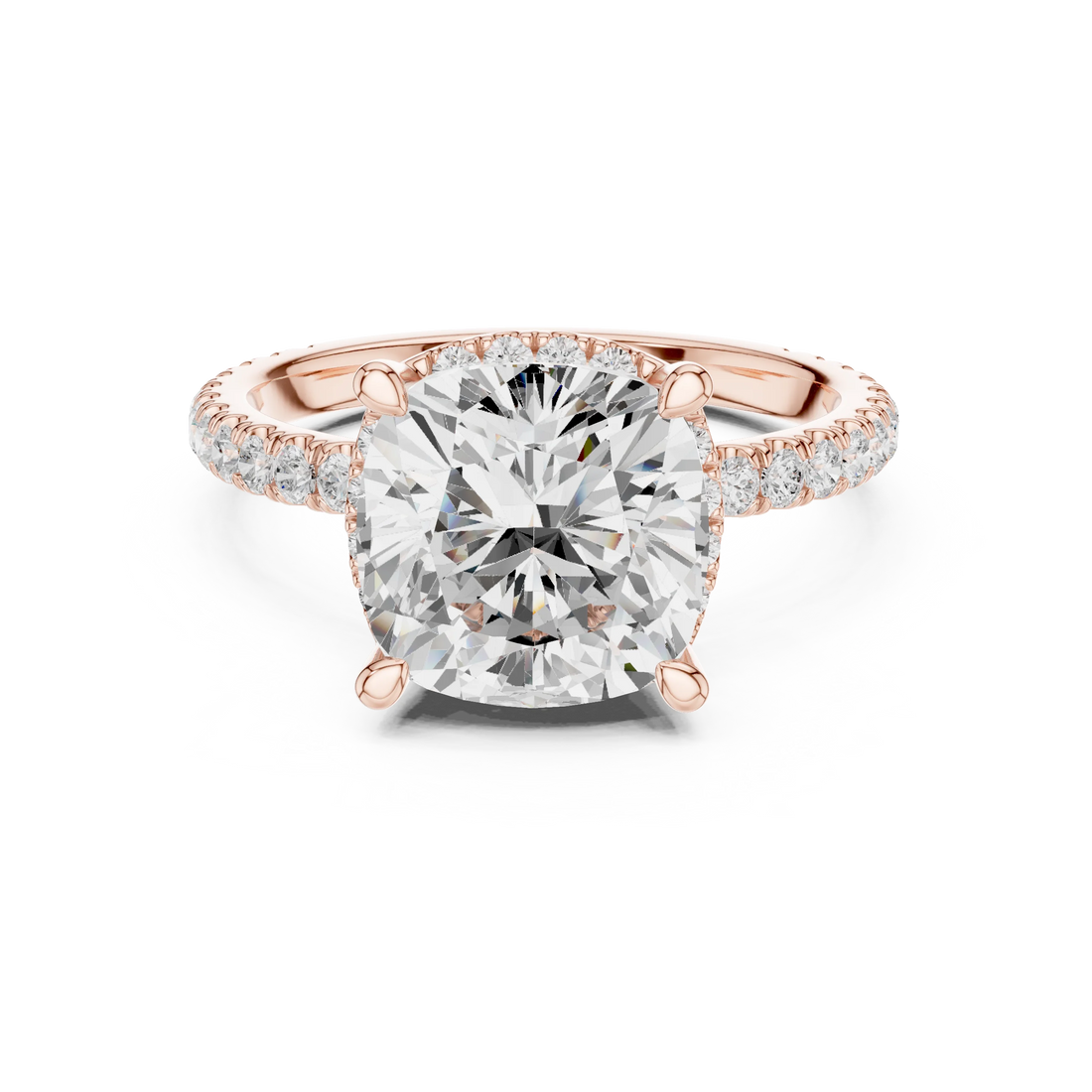 Cushion Diamond Hidden Halo Engagement Ring