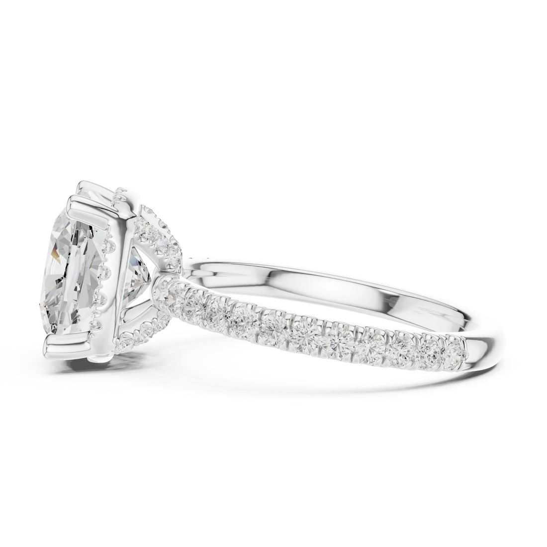 Cushion Diamond Hidden Halo Engagement Ring