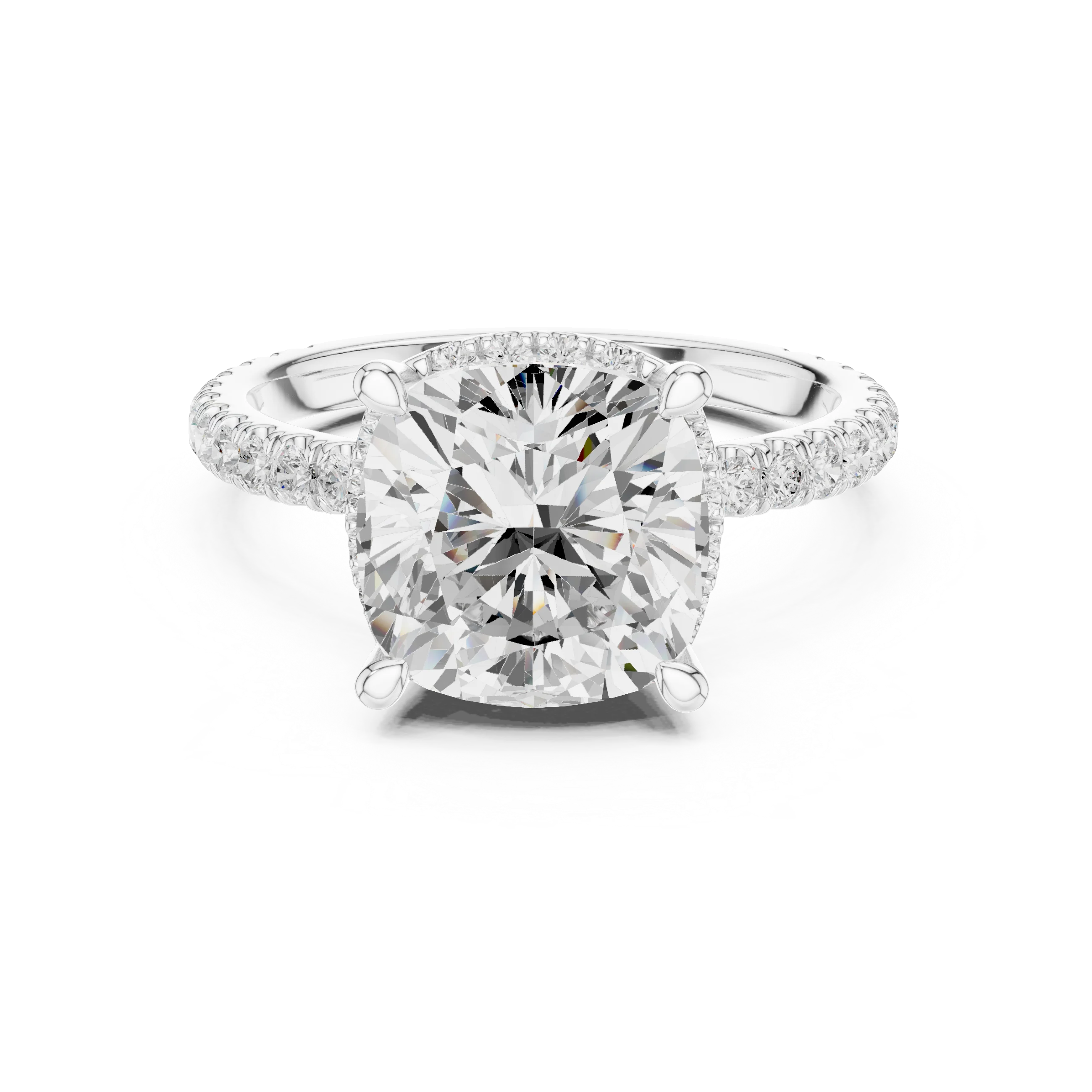 Cushion Diamond Hidden Halo Engagement Ring