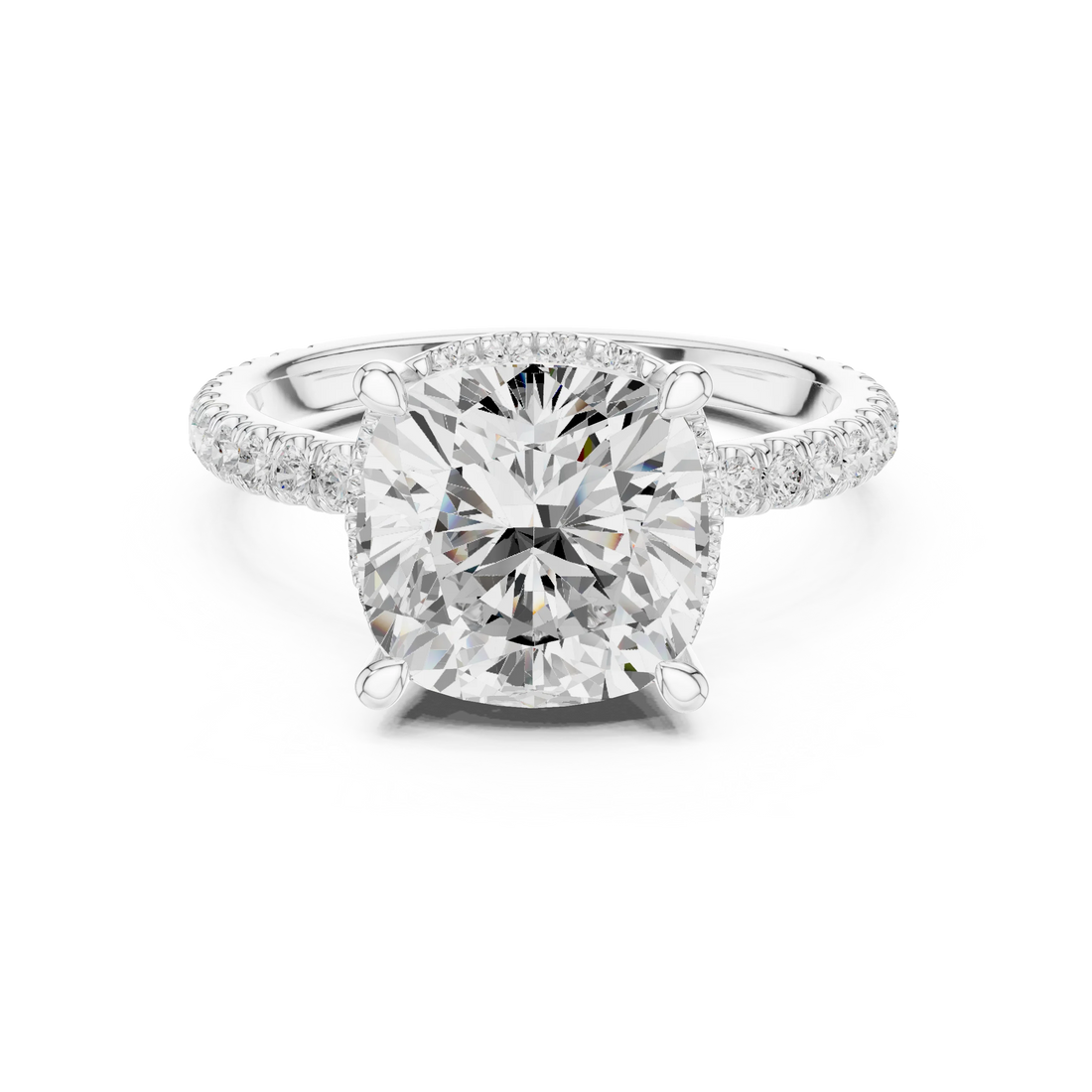 Cushion Diamond Hidden Halo Engagement Ring