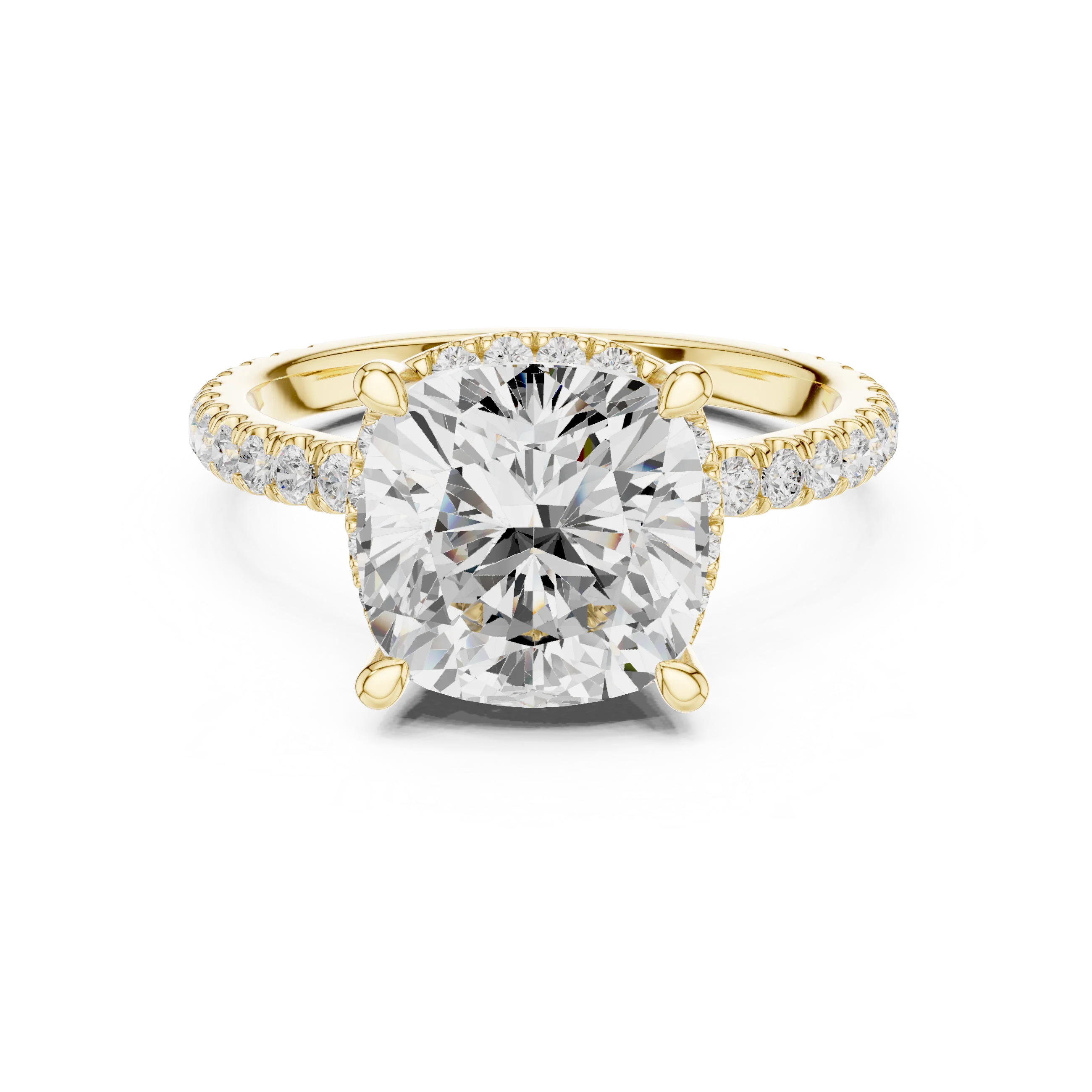 Cushion Diamond Hidden Halo Engagement Ring