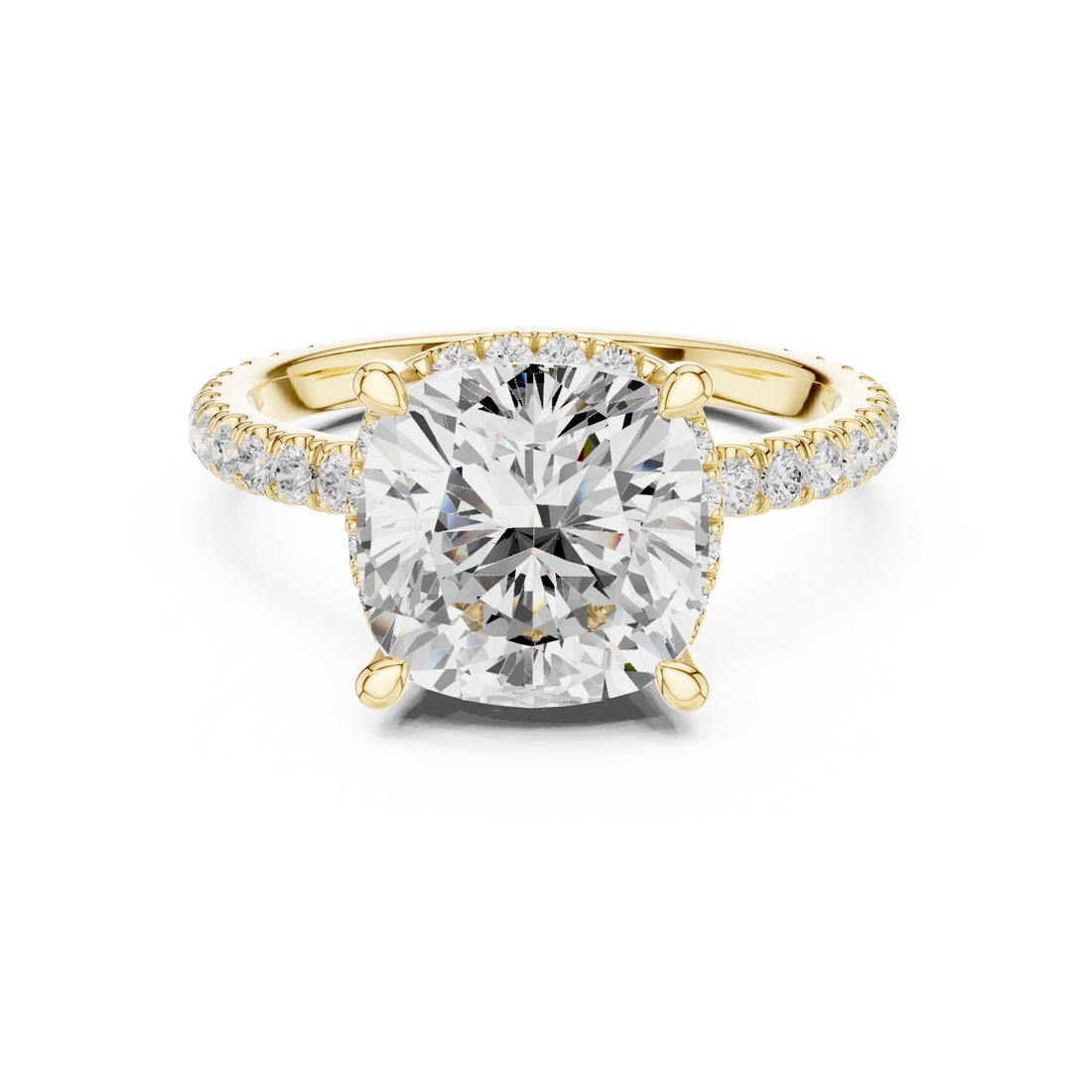 Cushion Diamond Hidden Halo Engagement Ring