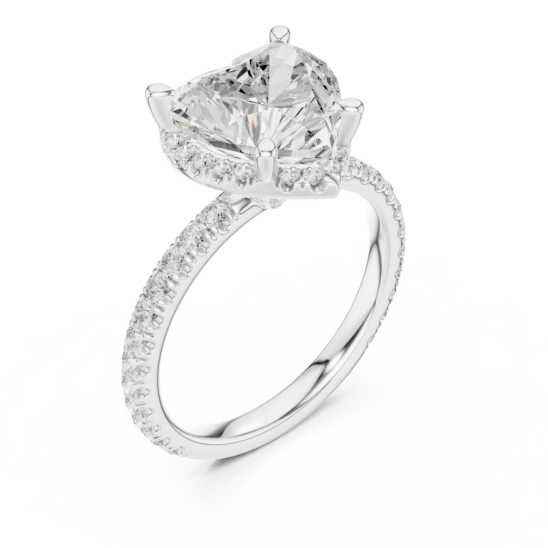 Heart Diamond Hidden Halo Engagement Ring